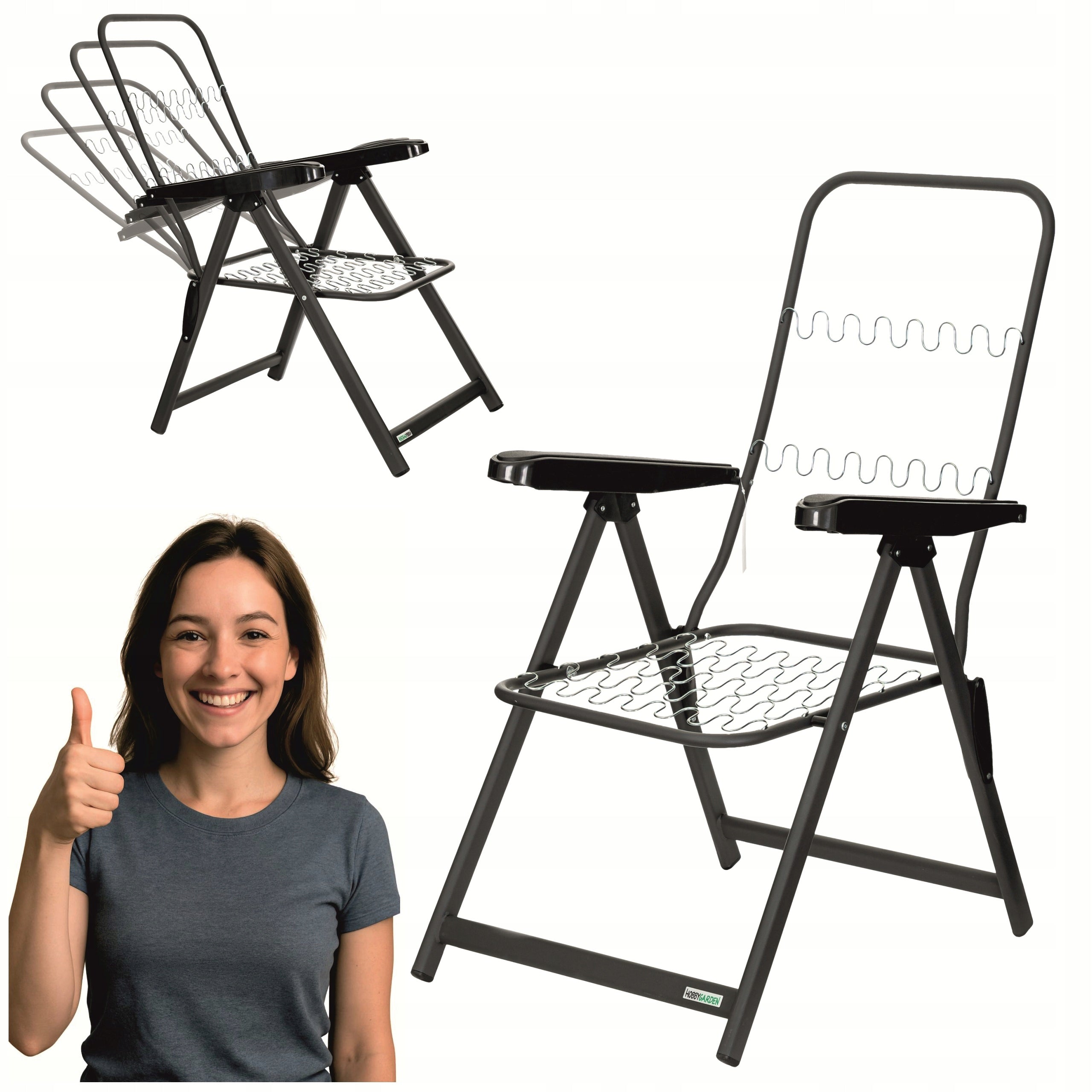 GARDEN SUN LOUNGER WITH BACKREST - Beach folding chair for terrace - up to 130 kg