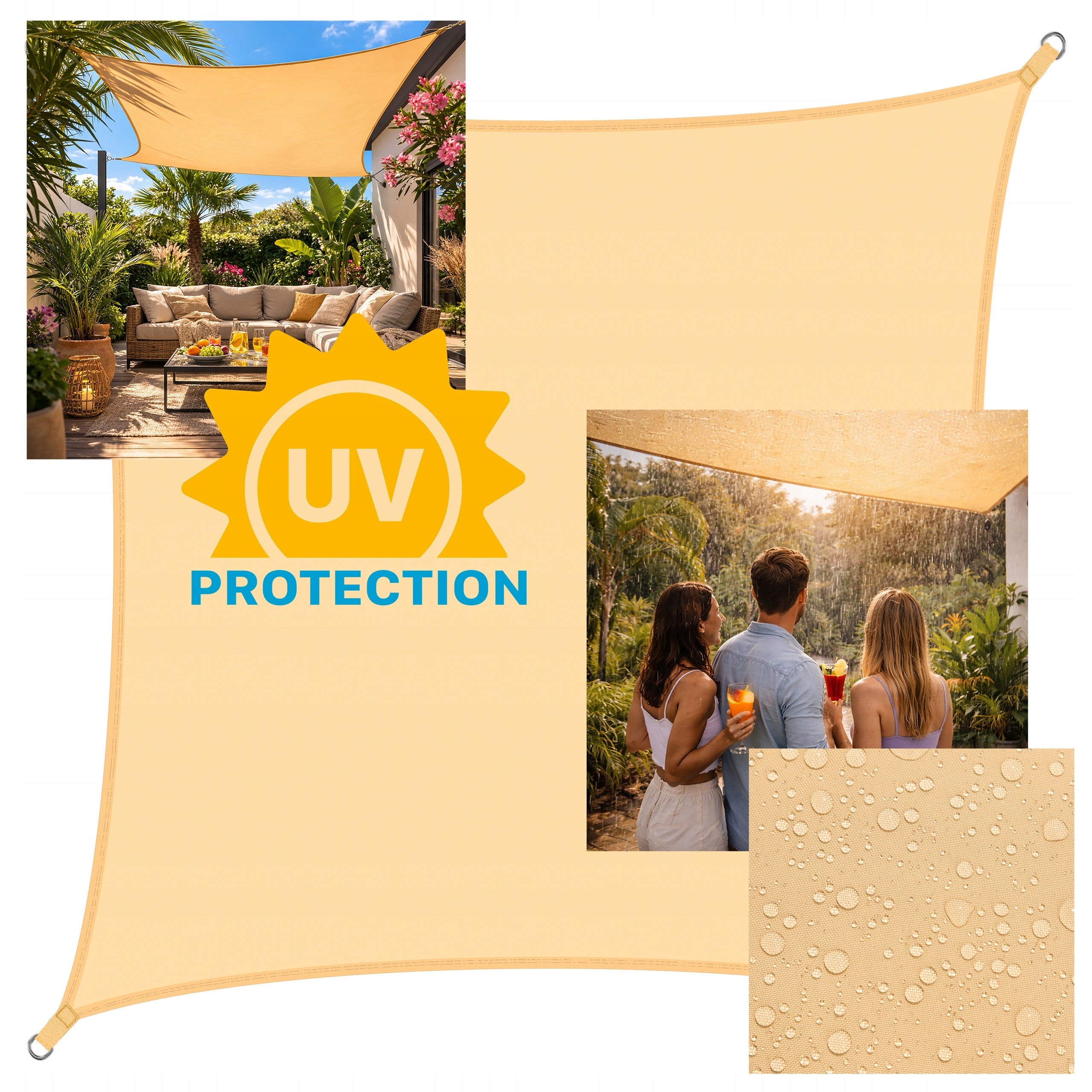 GARDEN SUN SAIL 4x3 m - Rectangular Shader Waterproof Kind shade sail