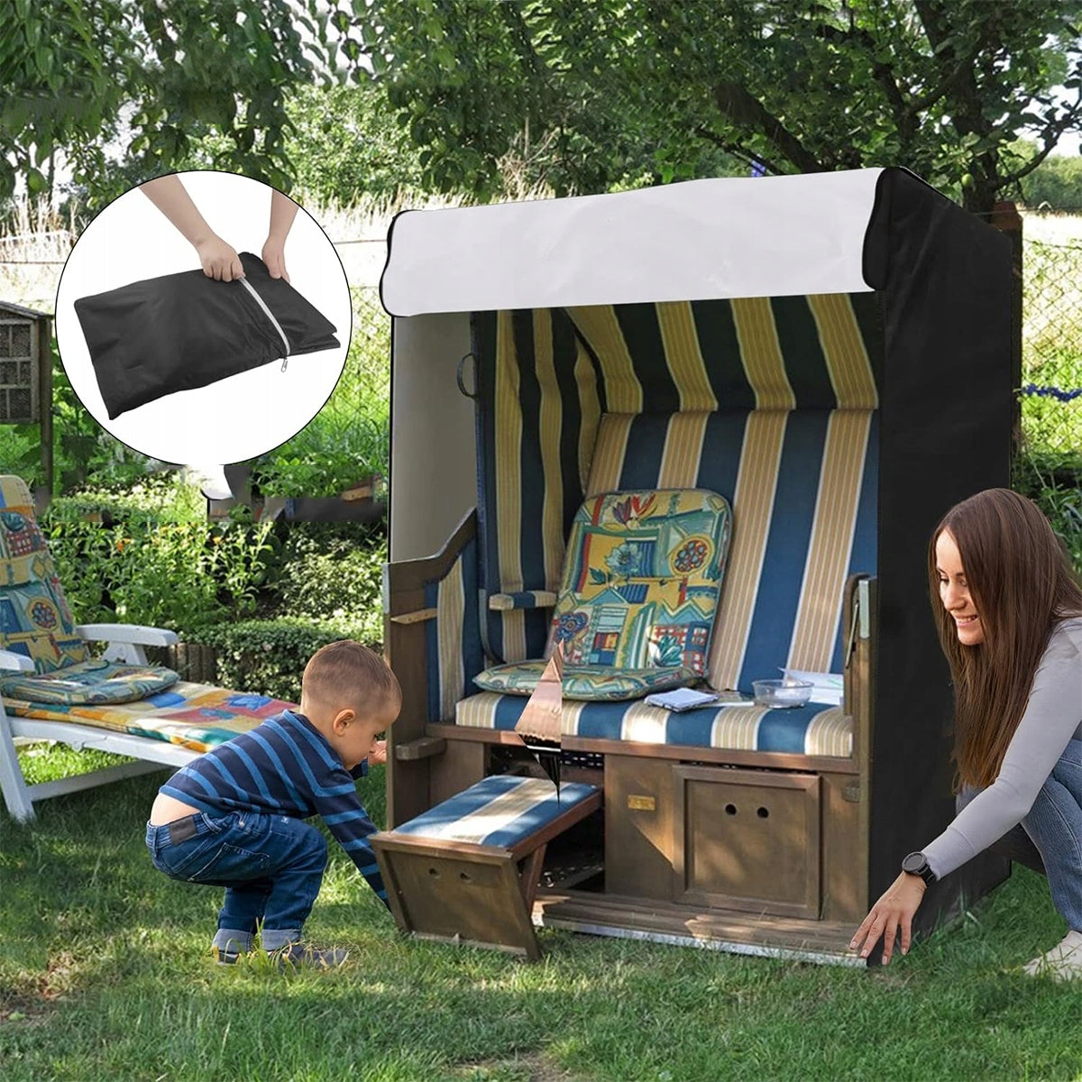 GARDEN SWING COVER WEATHERPROOF BLACK Packaging status original