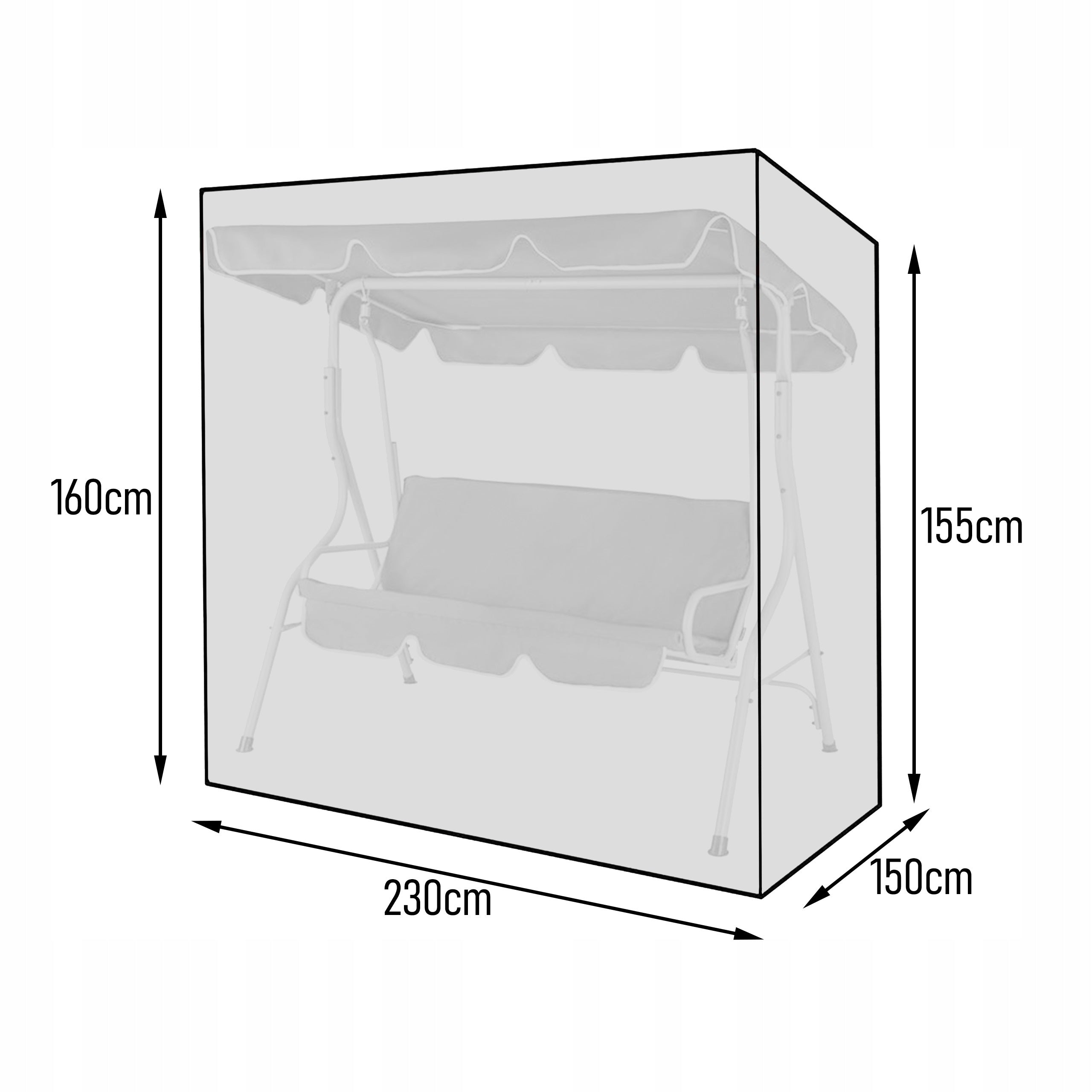 GARDEN SWING COVER Waterproof For Garden Bench 230x150 cm Color black