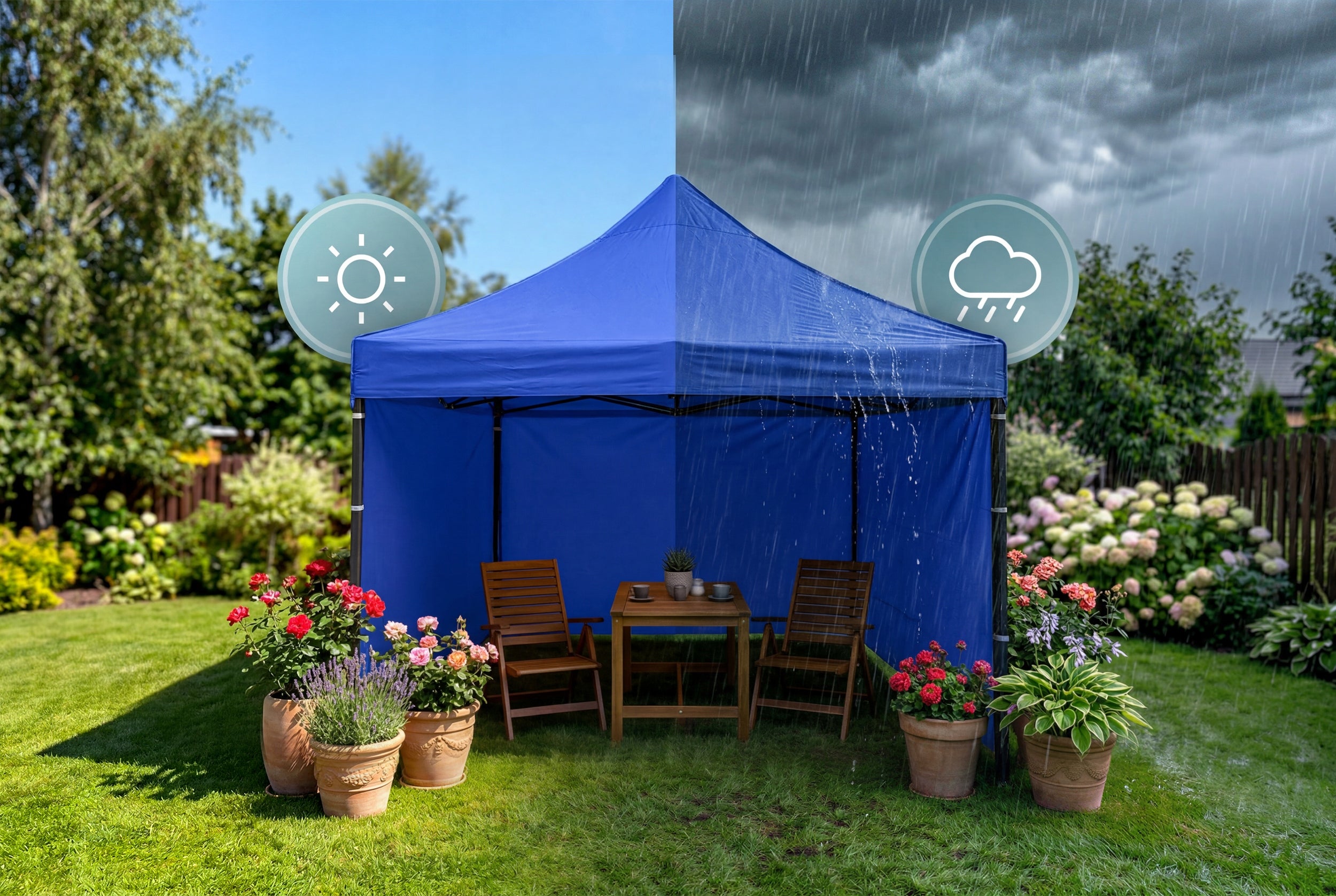 GARDEN TENT COMMERCIAL PAVILION EXPRESS 3x3x3m 3 WALLS Length 3 m