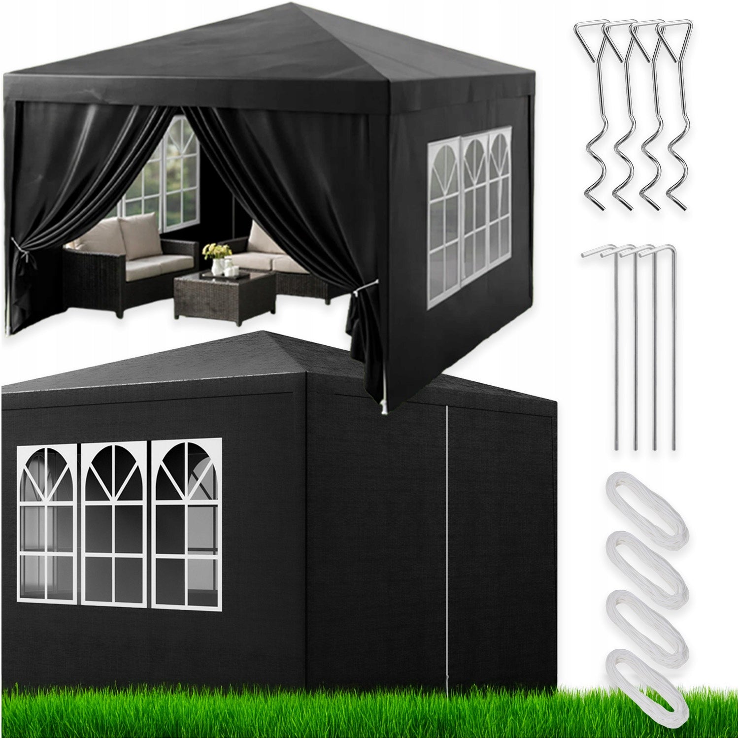GARDEN TENT GAZEBO PAVILION FOR GARDEN 4 WALLS 300 x 300 x 250 CM 3x3M Manufacturer code NAMIOT OGRODOWY PAWILON ALTANA 3X3 MEMFLOW