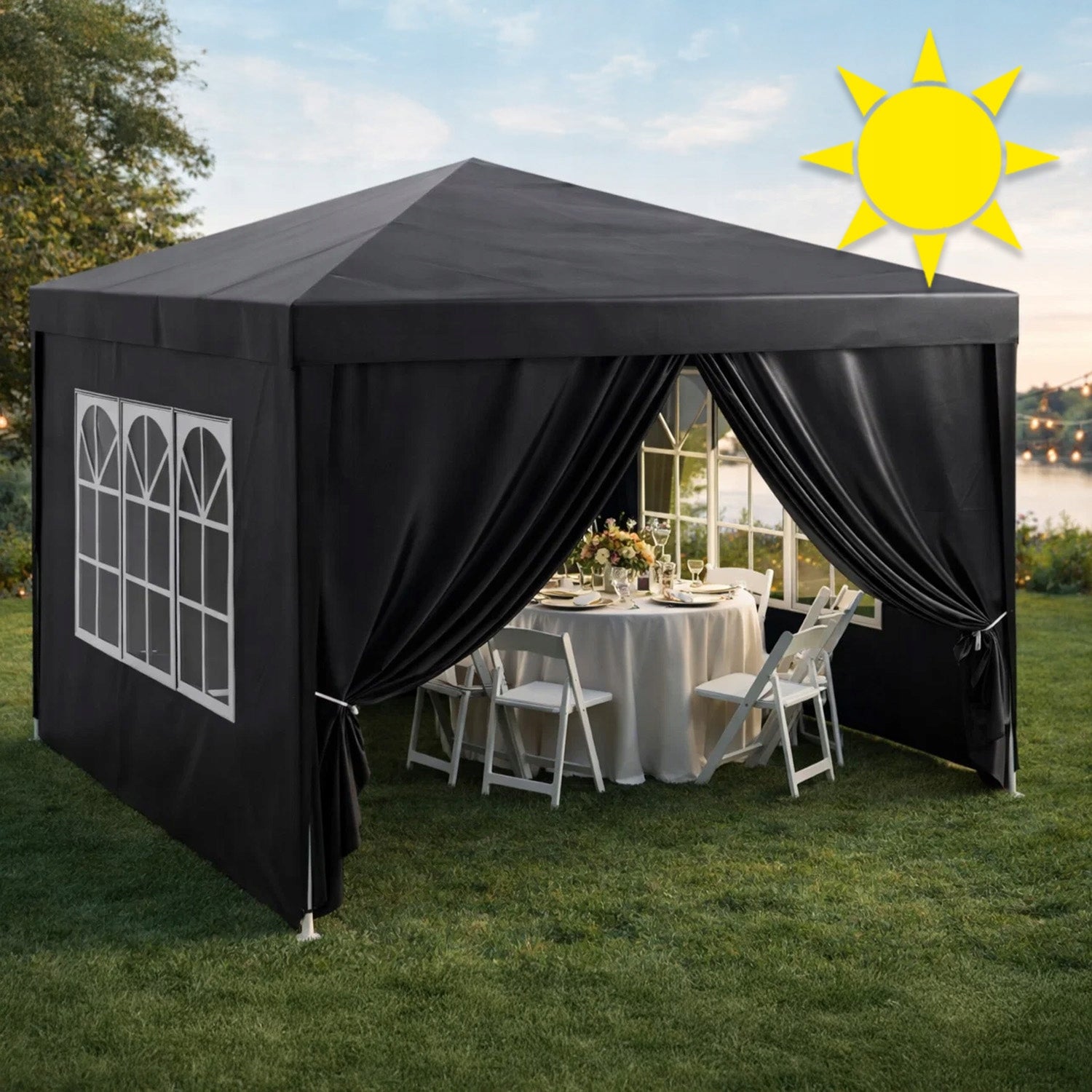 GARDEN TENT GAZEBO PAVILION FOR GARDEN 4 WALLS 300 x 300 x 250 CM 3x3M Number of side walls 4 walls
