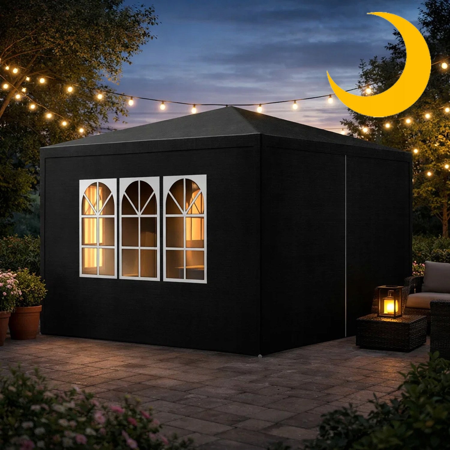 GARDEN TENT GAZEBO PAVILION FOR GARDEN 4 WALLS 300 x 300 x 250 CM 3x3M Type pavilion