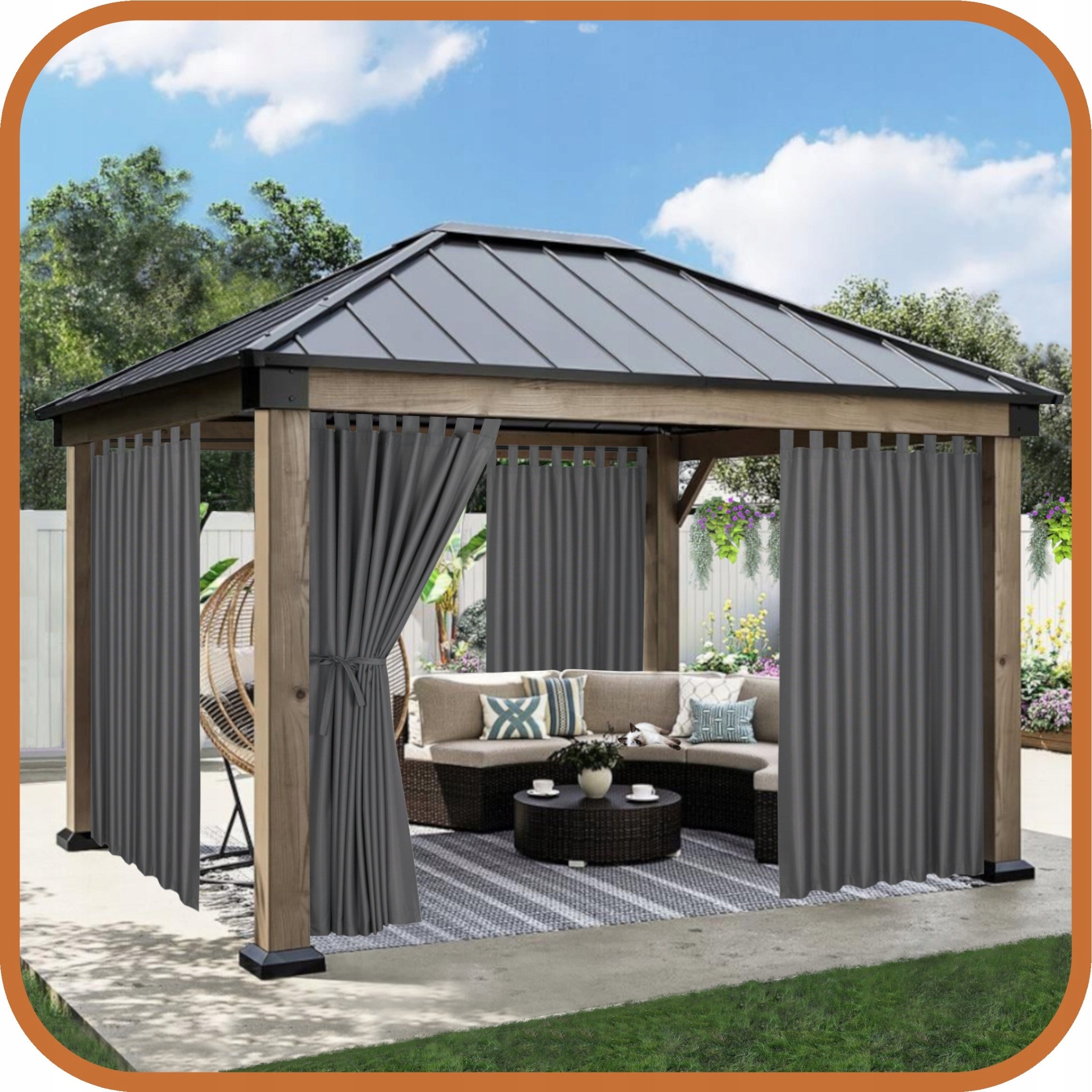 GARDEN TERRACE CURTAIN GARDEN TERRACE CURTAINS R 155x220 grey Height 2.2 m