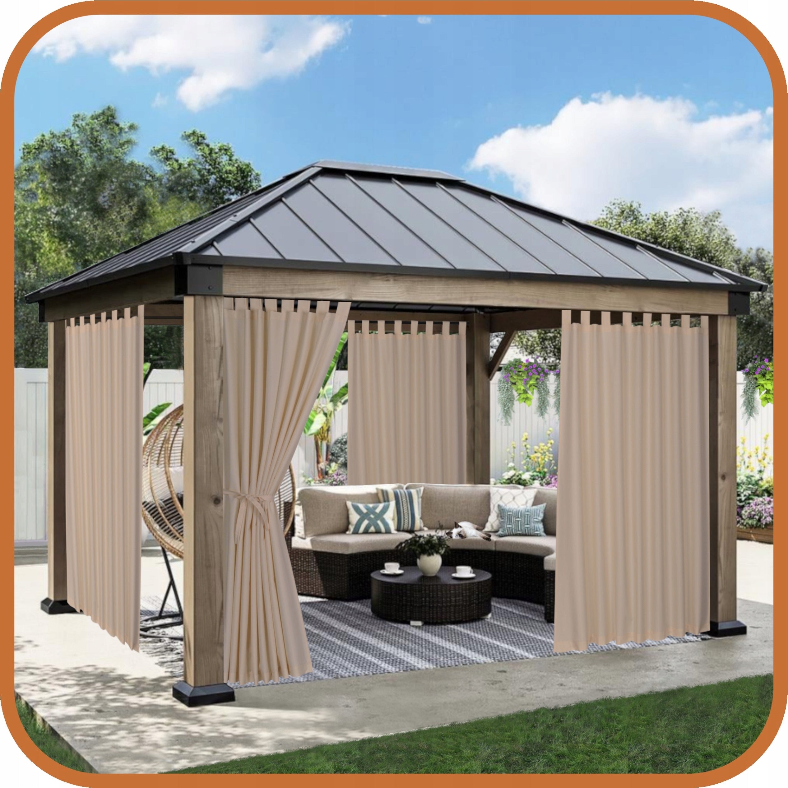 GARDEN TERRACE CURTAIN GARDEN TERRACE CURTAINS R 155x220 light beige Number of side walls none