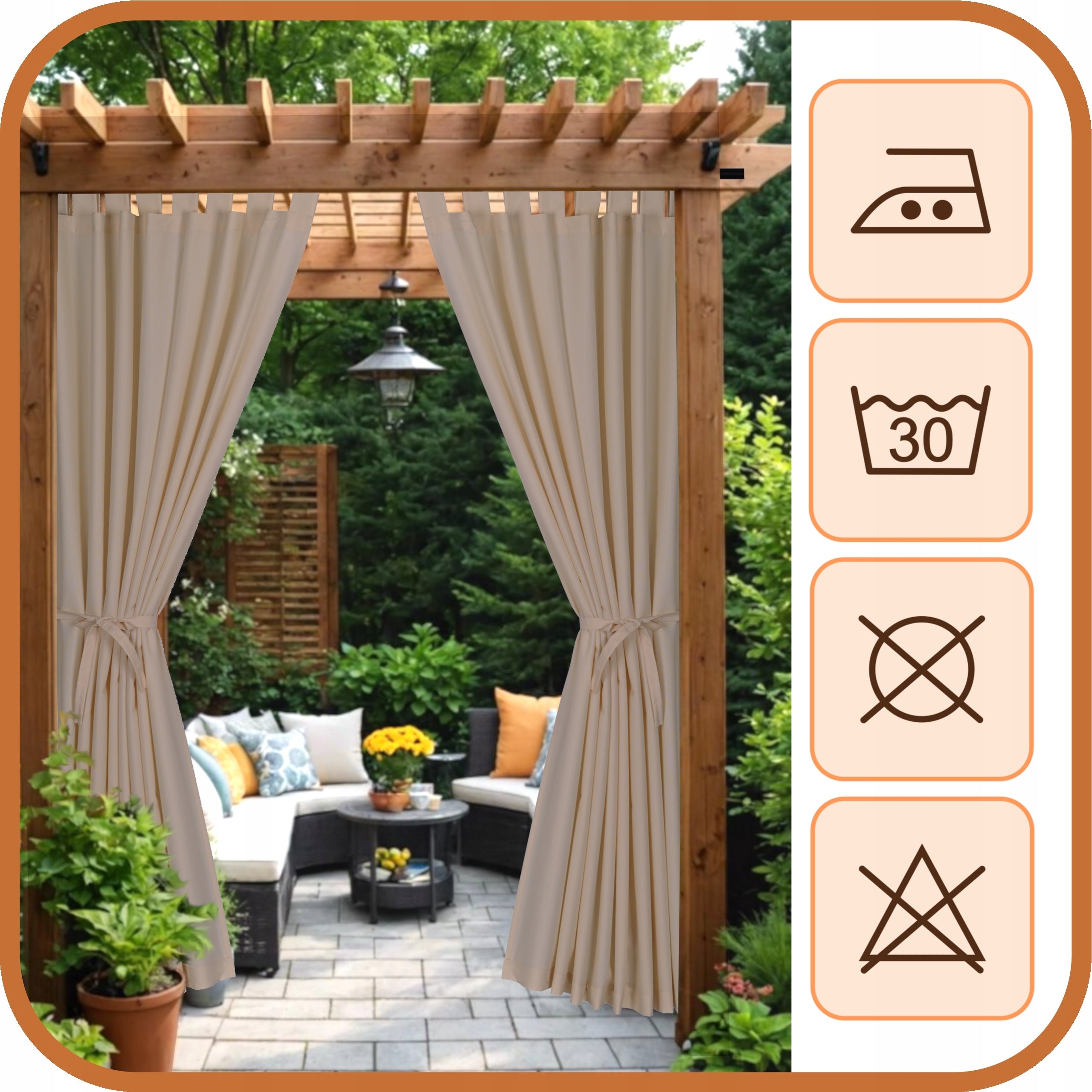 GARDEN TERRACE CURTAIN GARDEN TERRACE CURTAINS R 155x220 light beige Width 1.55 m