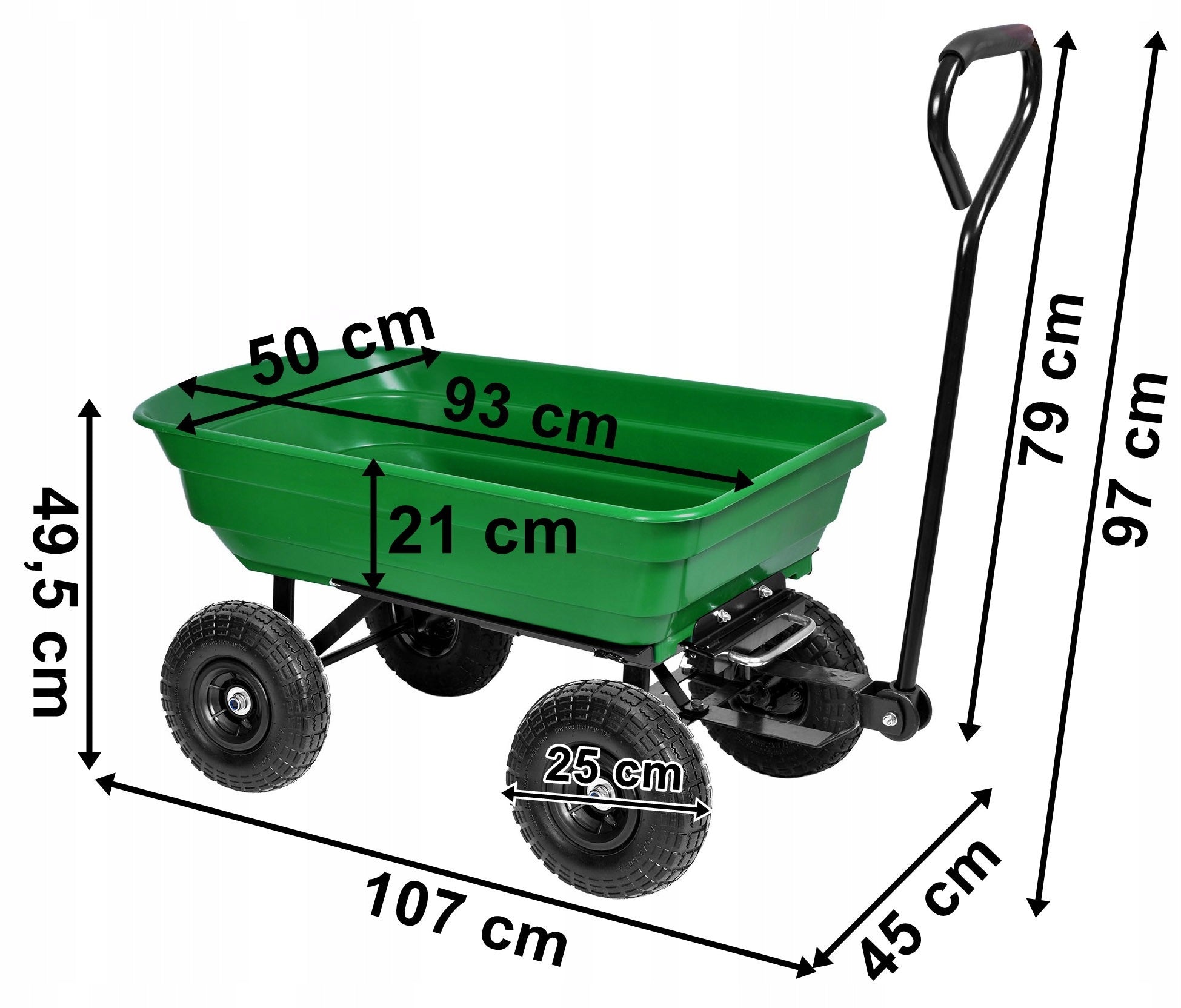 GARDEN TRANSPORT TROLLEY FOR GARDEN TIPPER WHEELBARROW LARGE TRAILER 300kg Manufacturer code MG330913