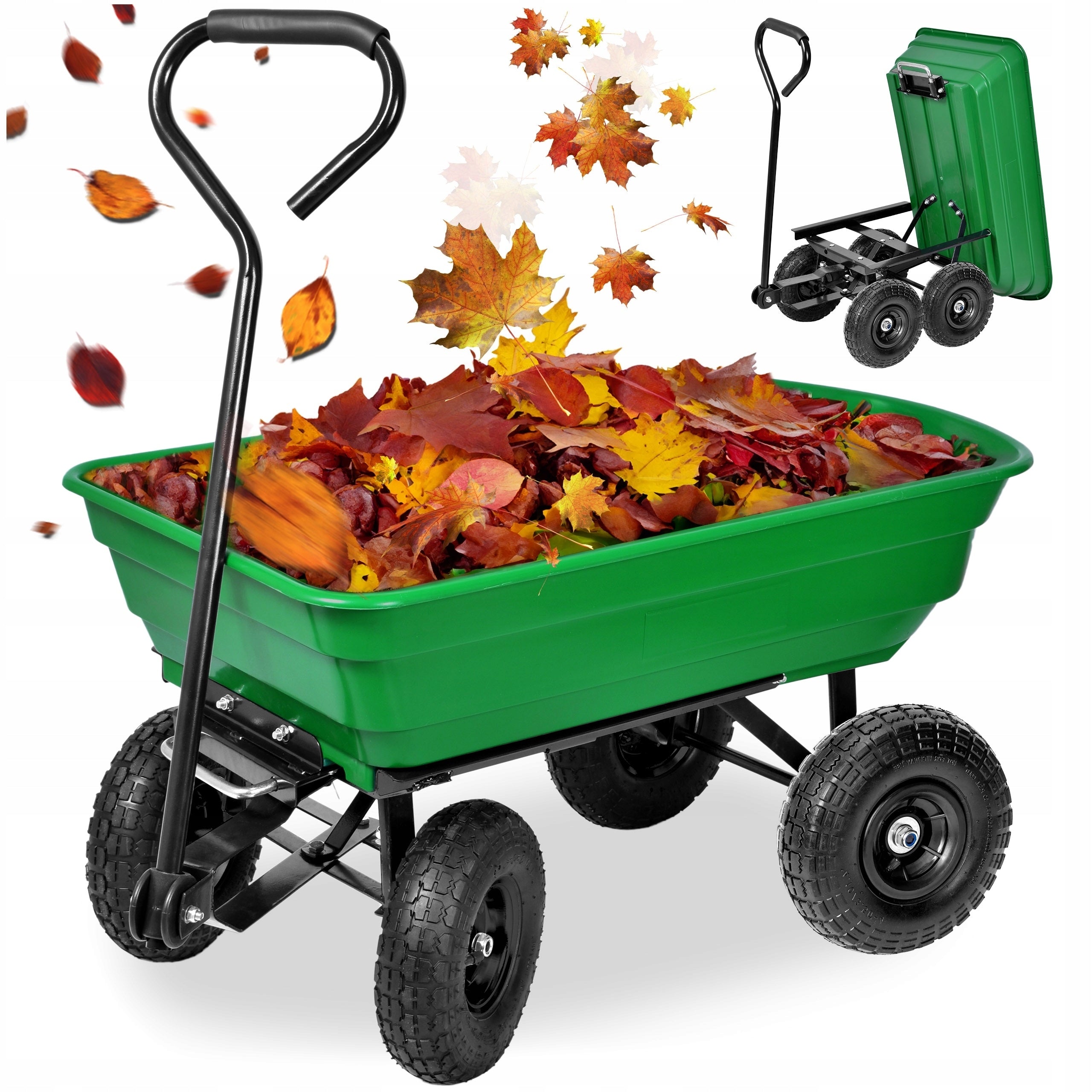 GARDEN TRANSPORT TROLLEY FOR GARDEN TIPPER WHEELBARROW LARGE TRAILER 300kg