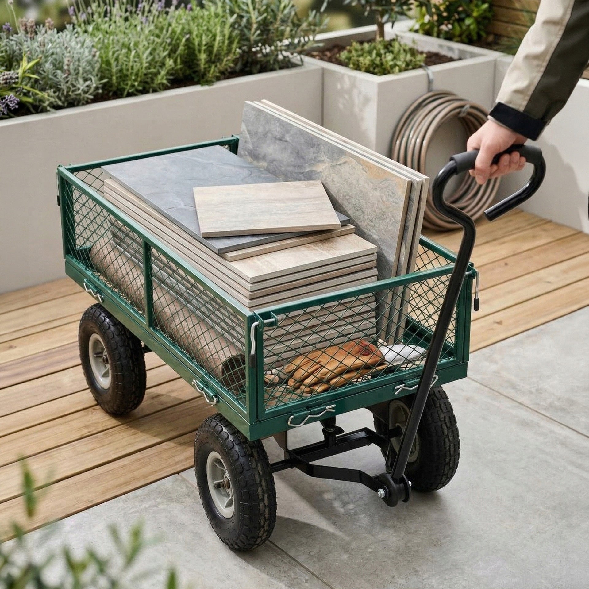 GARDEN TROLLEY 3in1 transport trailer 250kg 100L FOLDING SIDES Product weight with unit packaging 16 kg