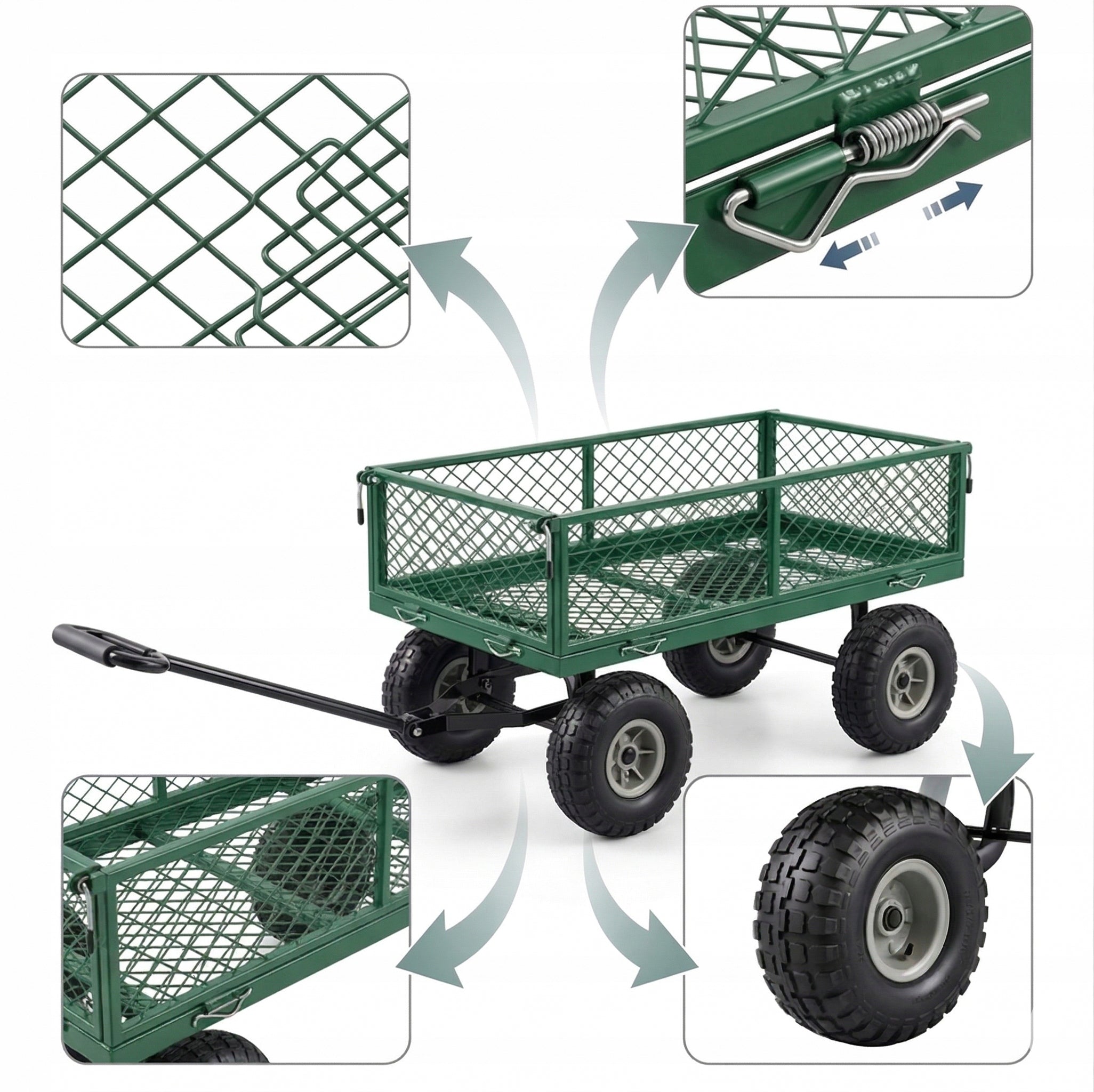 GARDEN TROLLEY 3in1 transport trailer 250kg 100L FOLDING SIDES