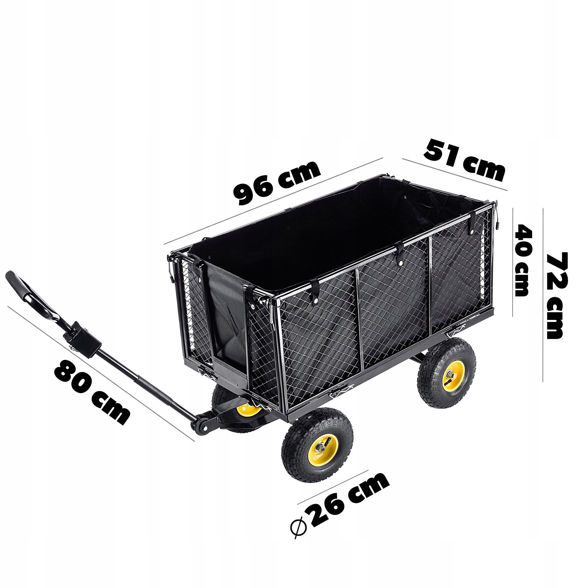 GARDEN TROLLEY 450 kg 200 L TRANSPORT WHEELBARROW TRAILER LARGE STRONG XXL Brand Kadax