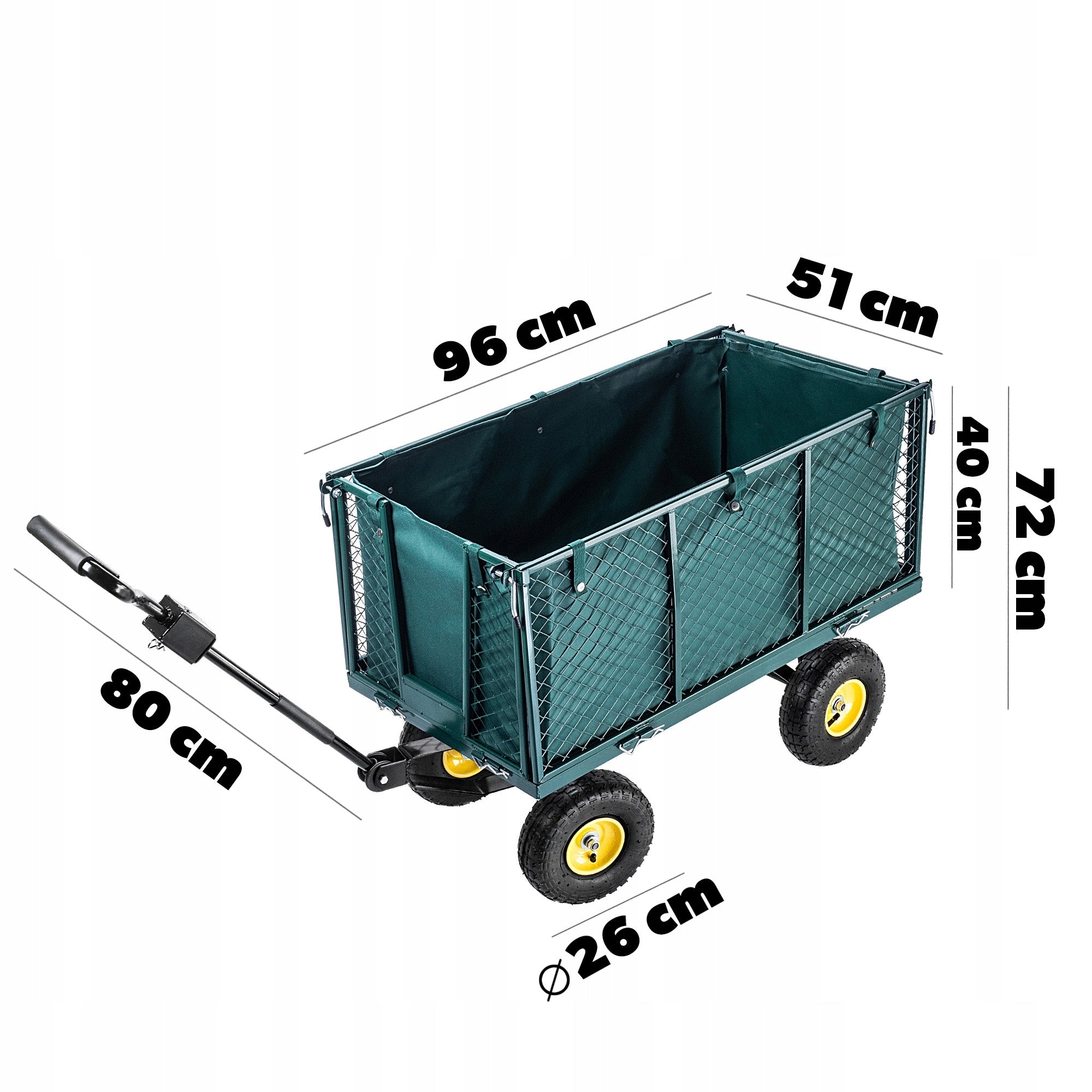 GARDEN TROLLEY 450 kg 200 L XXL TRANSPORT WHEELBARROW TRAILER LARGE STRONG Manufacturer code K8543