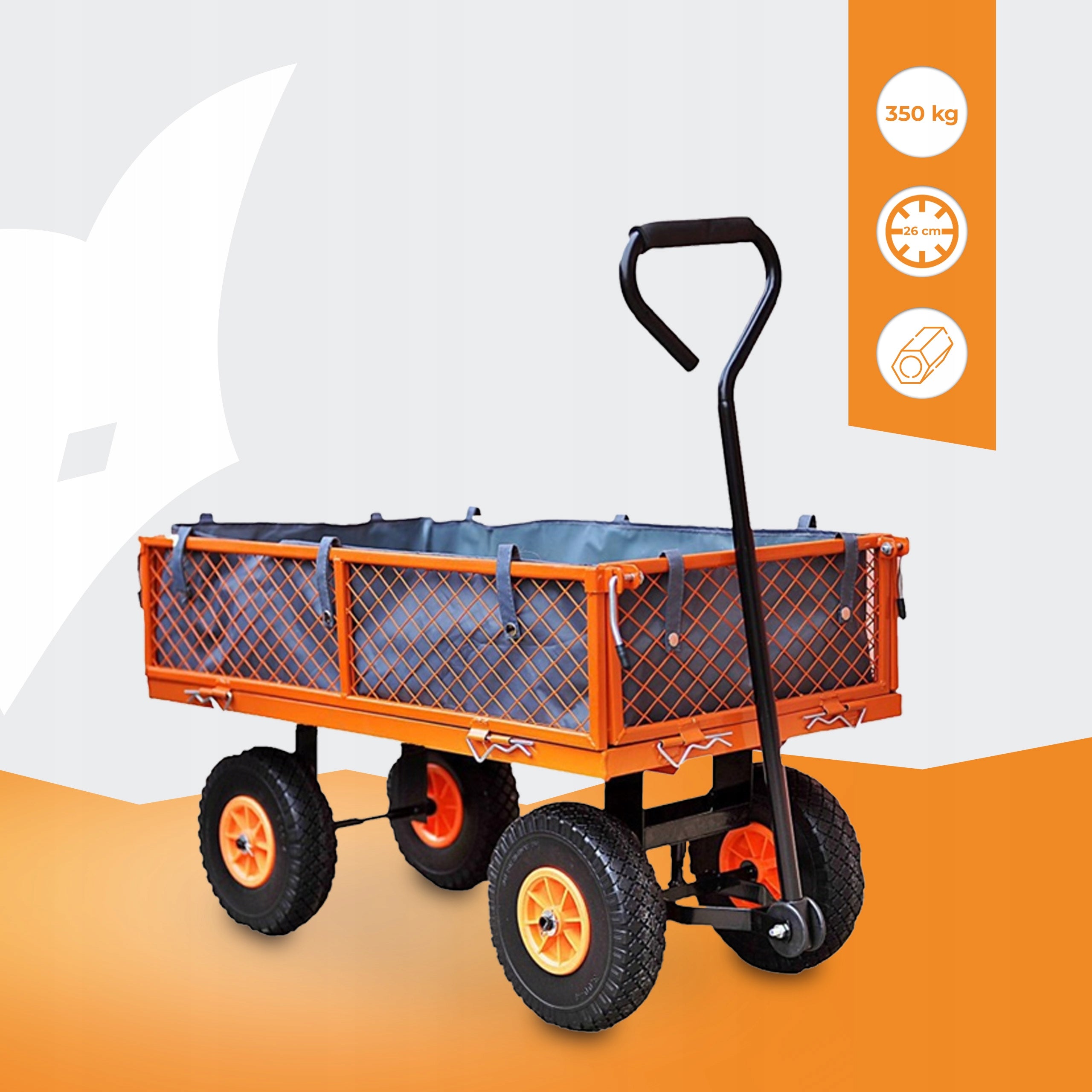 GARDEN TROLLEY FUXTEC 300KG 75L TIPPER WHEELBARROW TRAILER STRONG SWIVEL Wheels number 4