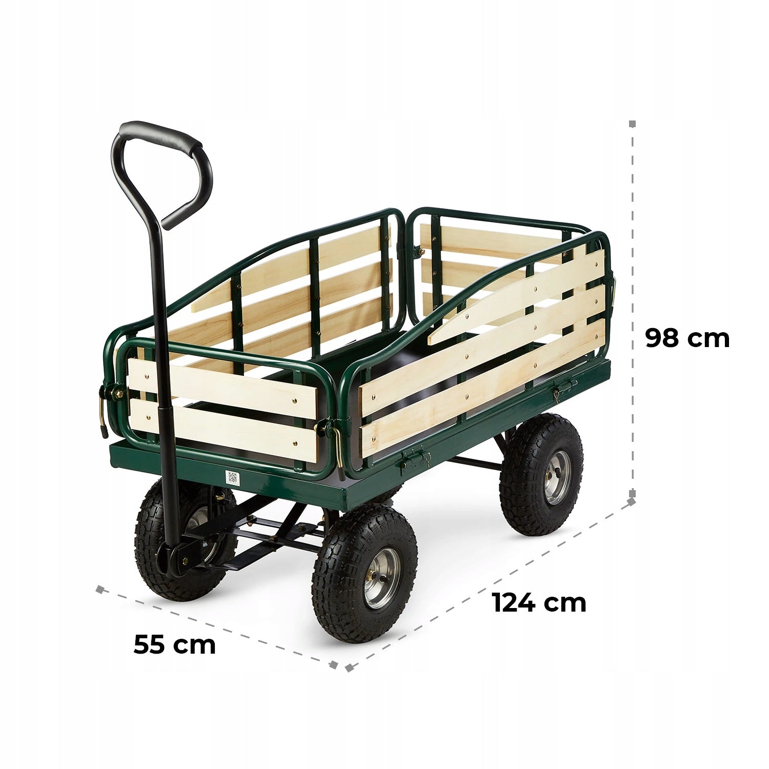 GARDEN TROLLEY HAND TRANSPORT STEEL WIDE TIRES MAT RESISTANT 300 KG Wheels number 4