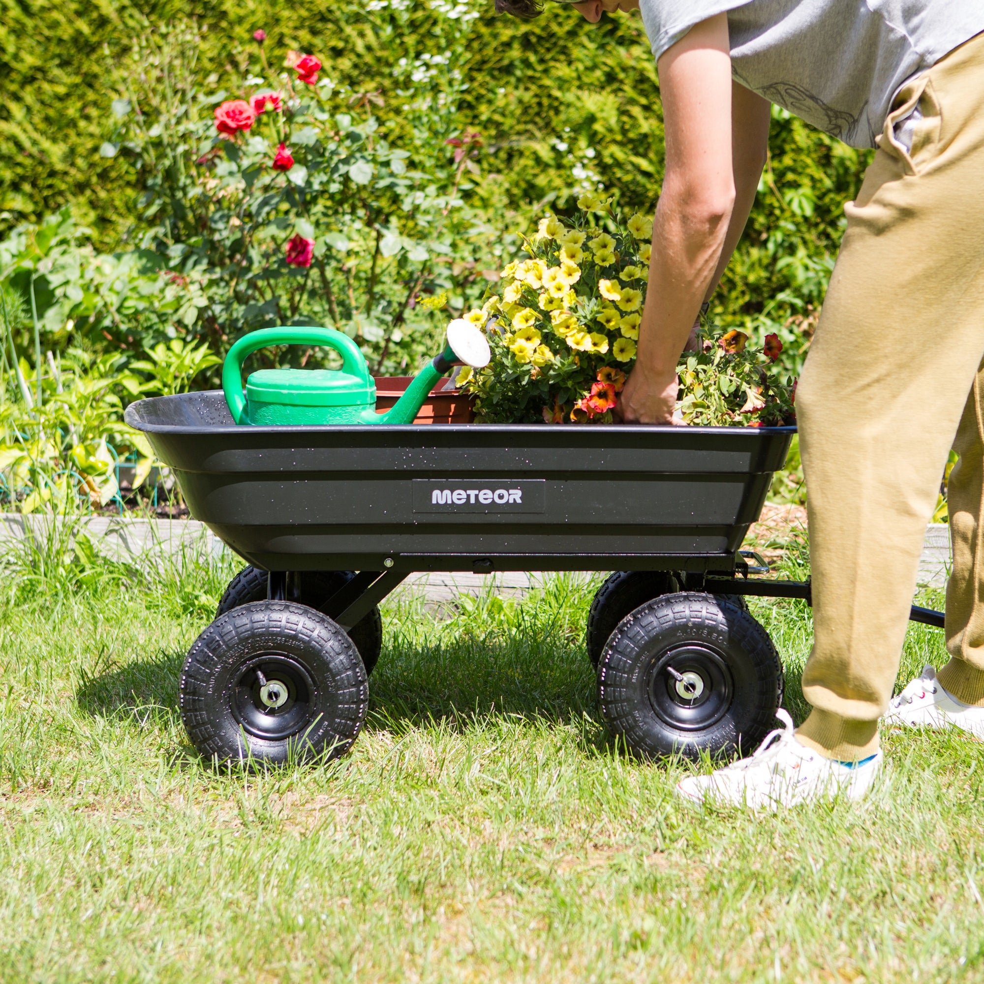 GARDEN TROLLEY METEOR 250KG WHEELBARROW / TIPPER / TRAILER Capacity 95 l
