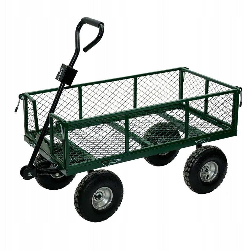 GARDEN TROLLEY TRAILER WHEELBARROW GREEN TARPAULIN 100L 400KG TRANSPORT Brand HÖGLER