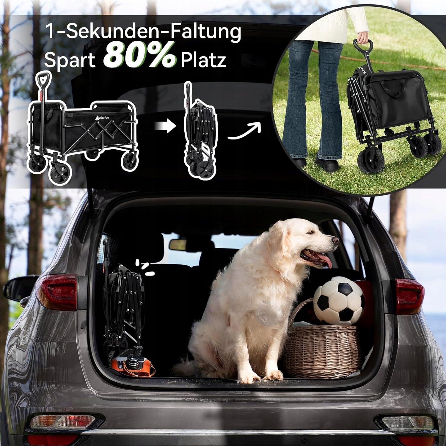GARDEN TROLLEY TRANSPORT BEACH FOLDING SOLID WITH HANDLE up to 100kg Product weight with unit packaging 8 kg