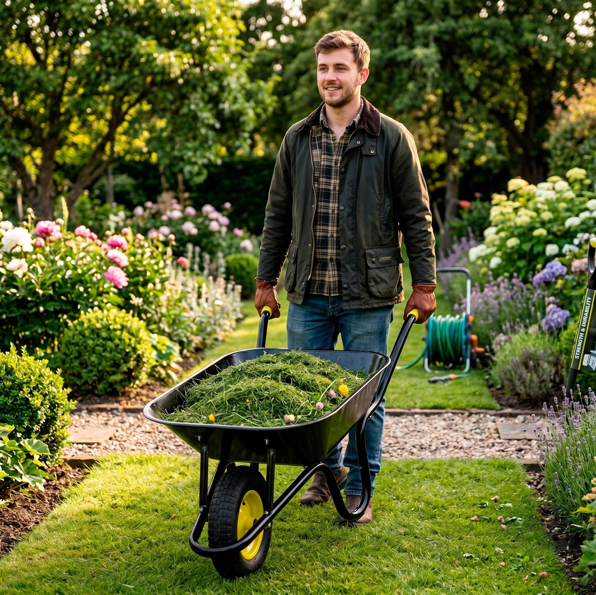 GARDEN WHEELBARROW 120L STRONG WHEELBARROW FULL WHEEL TIRE TRANSPORT TROLLEY STEEL Wheels number 1
