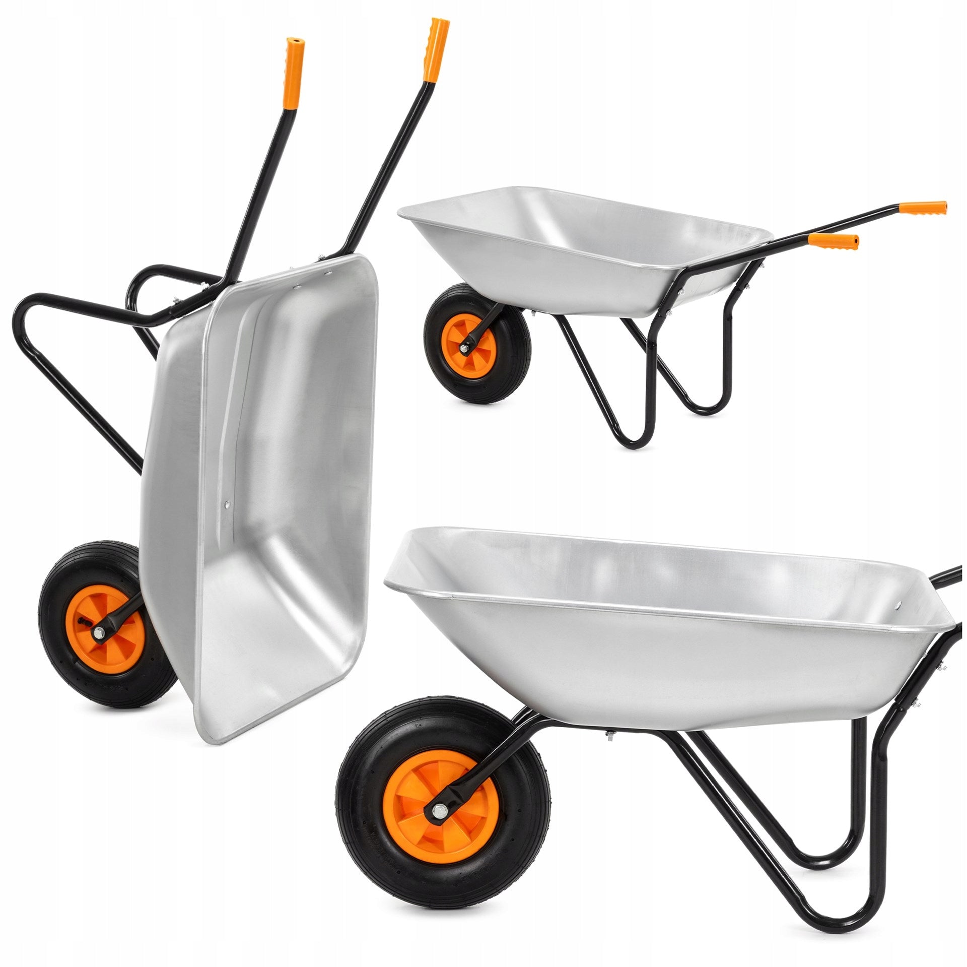 GARDEN WHEELBARROW 120L STRONG WHEELBARROW WHEEL TIRE TRANSPORT TROLLEY GALVANIZED STEEL EAN (GTIN) 5908455311694