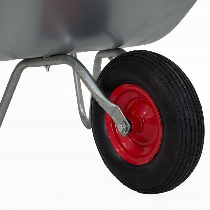 GARDEN WHEELBARROW GALVANIZED 80L Transport Trolley METAL Wheel SOLID Wheels number 1