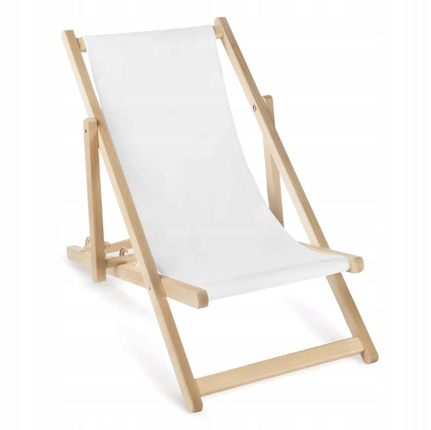 GARDEN WOODEN SUN LOUNGER CHILDREN WHITE Adjustable Backrest for CHILD