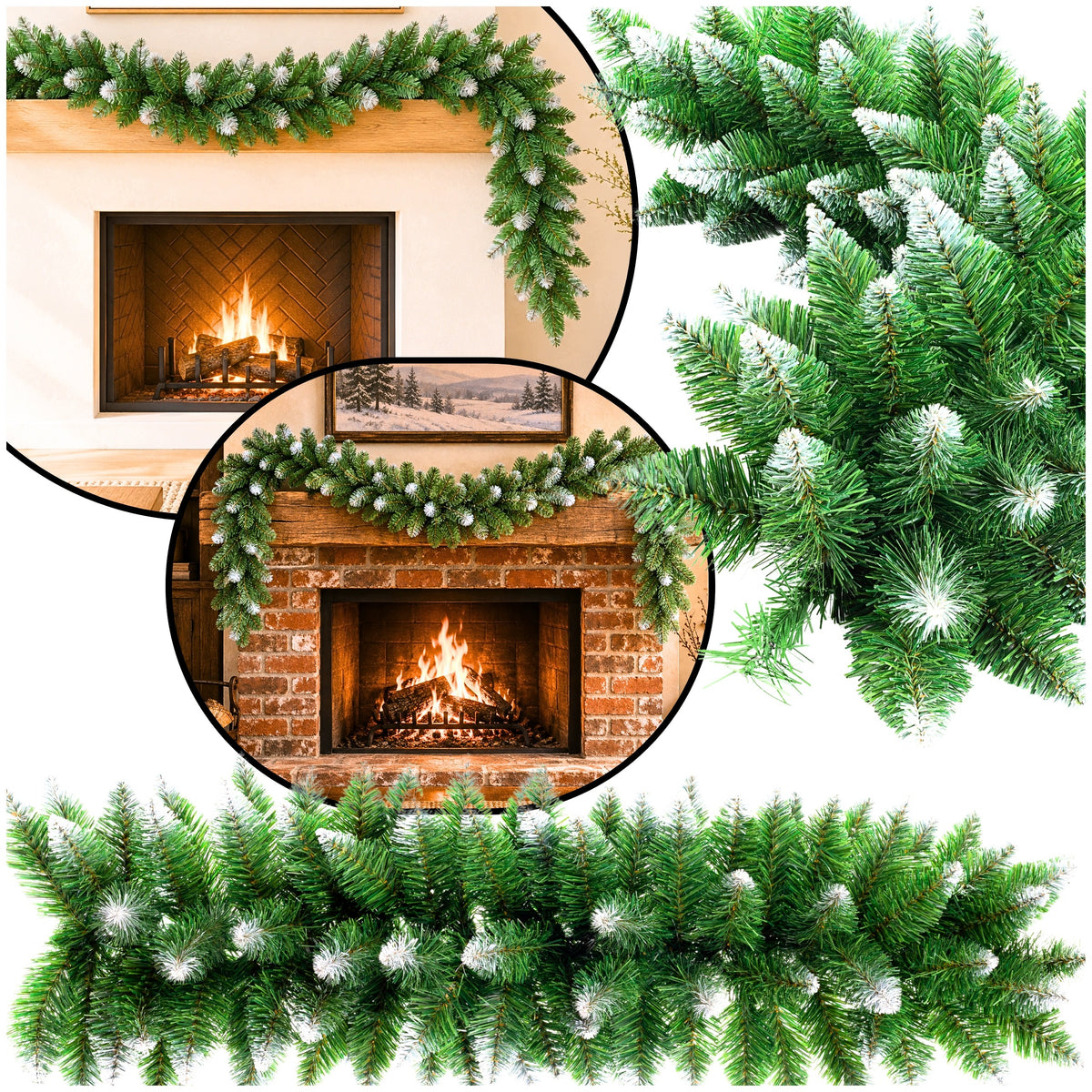 GARLAND Christmas SNOW-COVERED ornament 100CM Christmas tree GREEN DENSE