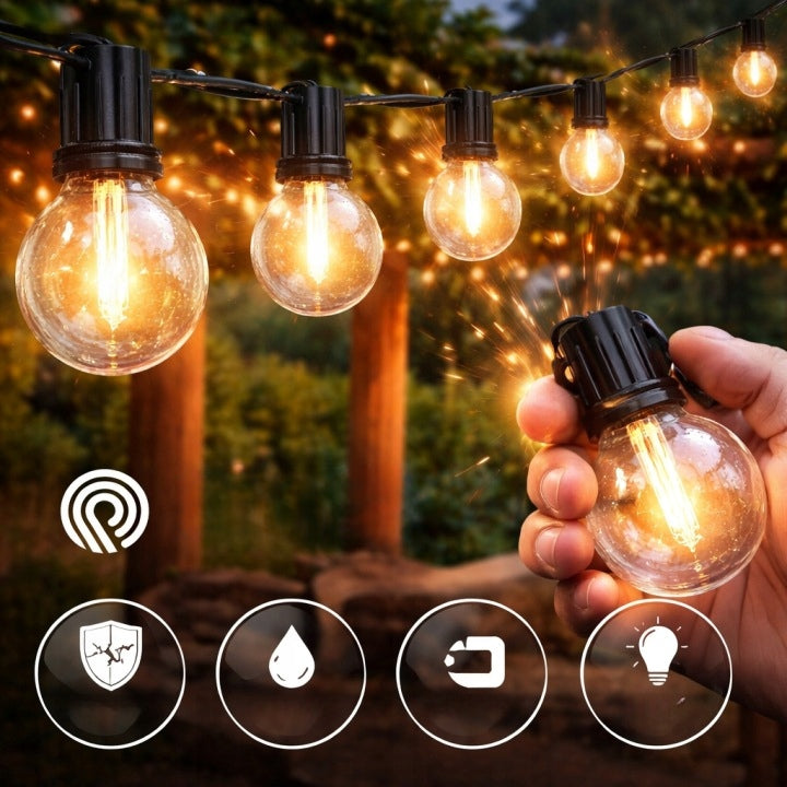 GARLAND LED LIGHT GARDEN LIGHTS 30M 60 BULBS WATERPROOF OUTDOOR Number of light points 41 - 50