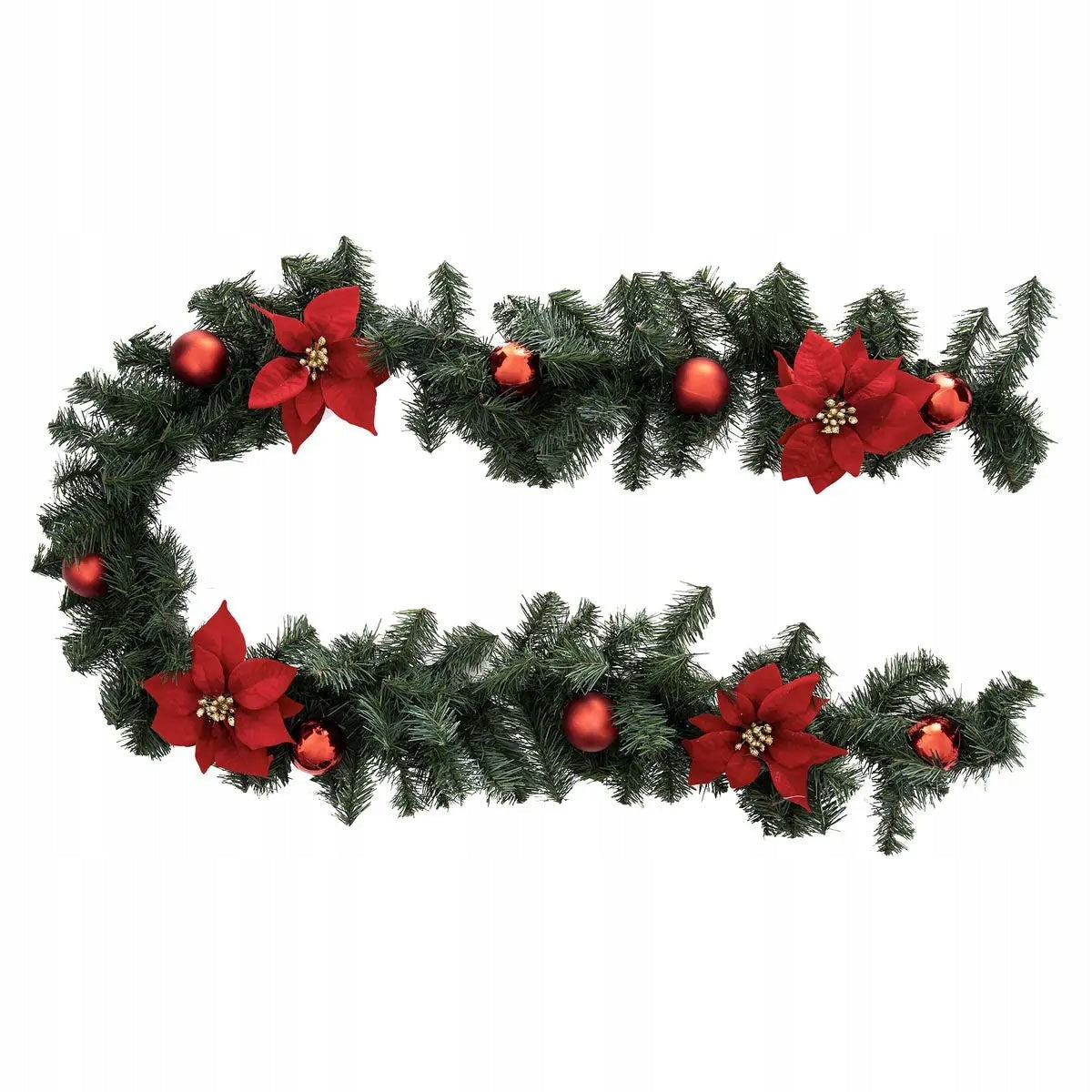 GARLAND RED STAR OF BETHLEHEM 2 M DECORATION FOR STAIRS FOR THE HOLIDAYS Brand Fééric Lights and Christmas