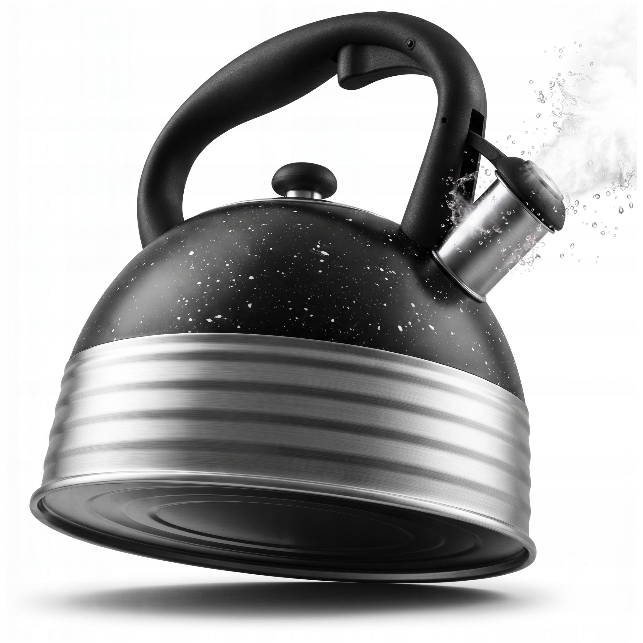 GAS AND INDUCTION KETTLE 2,5l black steel with retro style whistle