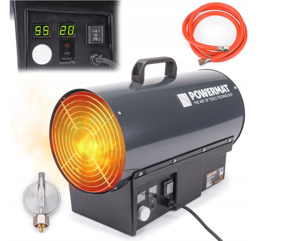 GAS HEATER 25KW WITH THERMOSTAT LCD BLOWER HEATER + HOSE REDUCER