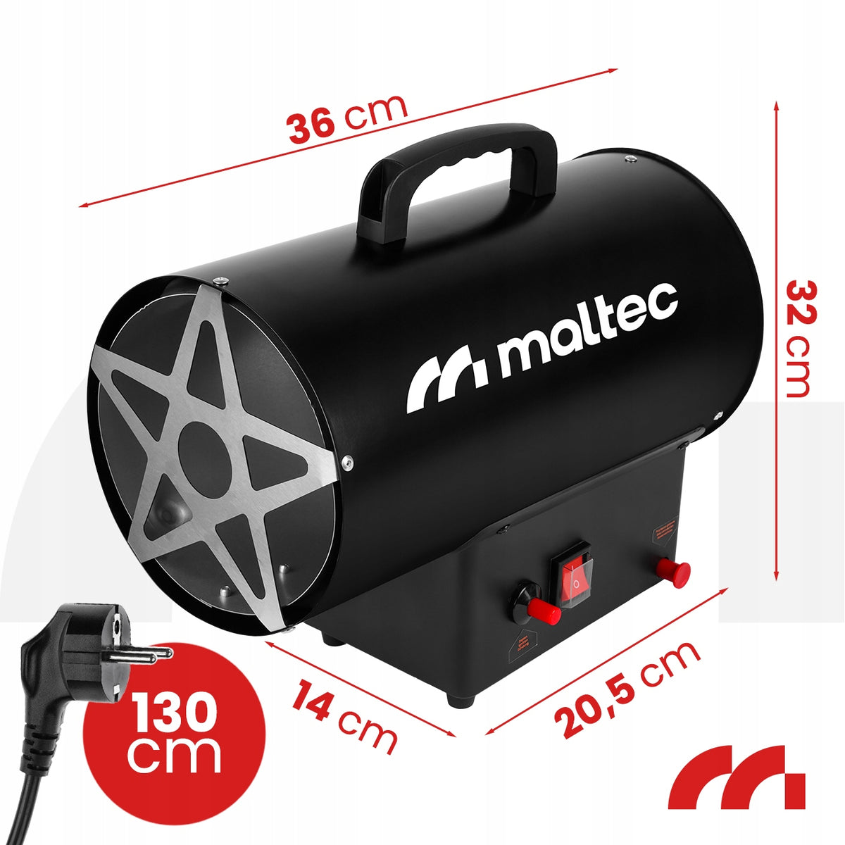 GAS HEATER FOR CYLINDER BLOWER HOSE REDUCER HIGH POWER 25kW Brand Maltec