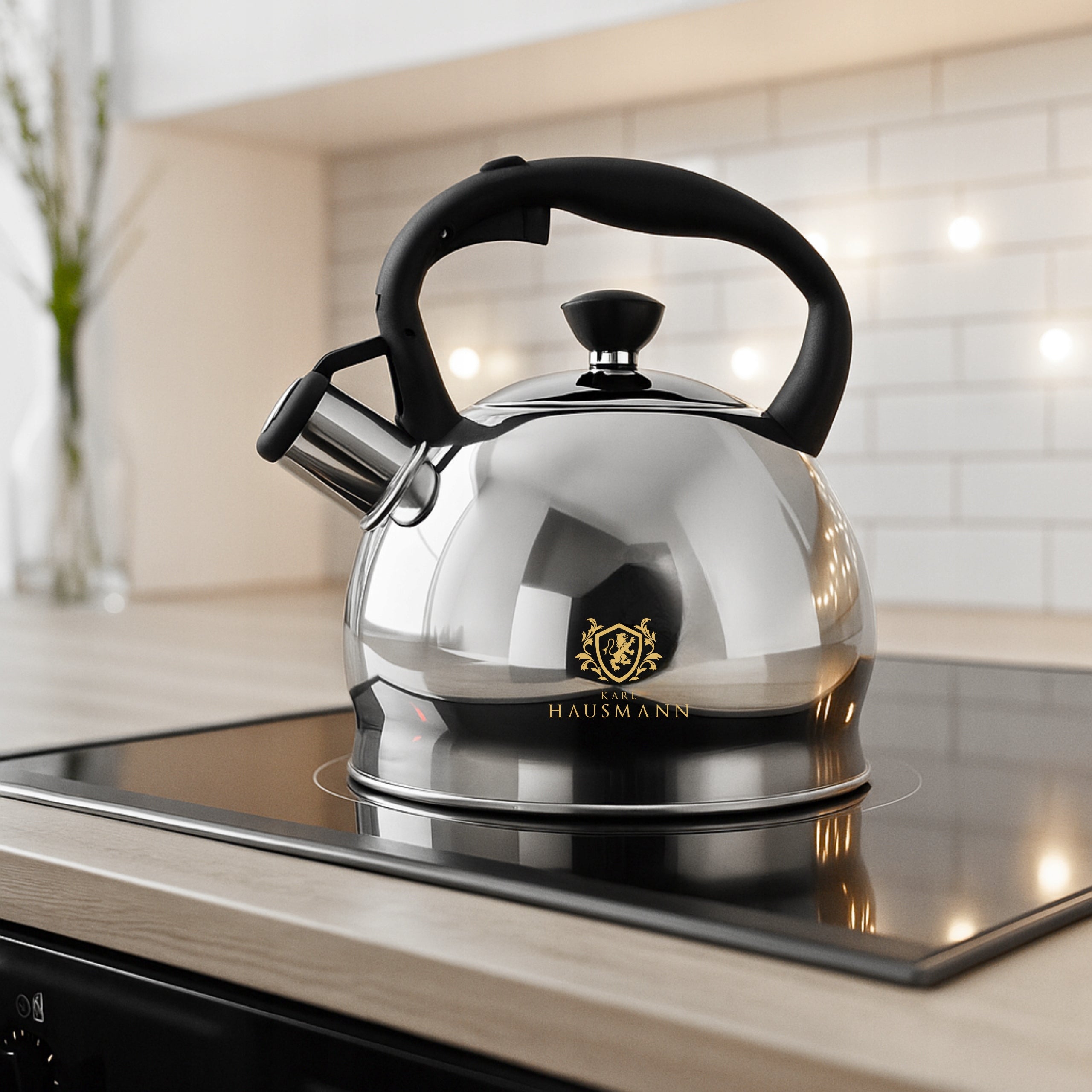GAS KETTLE 1,8L SILVER WITH WHISTLE +HANDLE INDUCTION STAINLESS STEEL Packaging status original