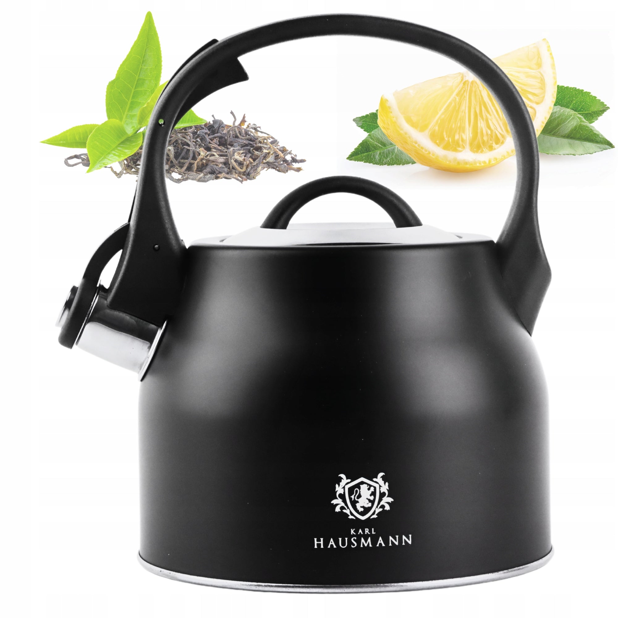 GAS KETTLE 2,3L BLACK WITH WHISTLE + HANDLE INDUCTION STEEL