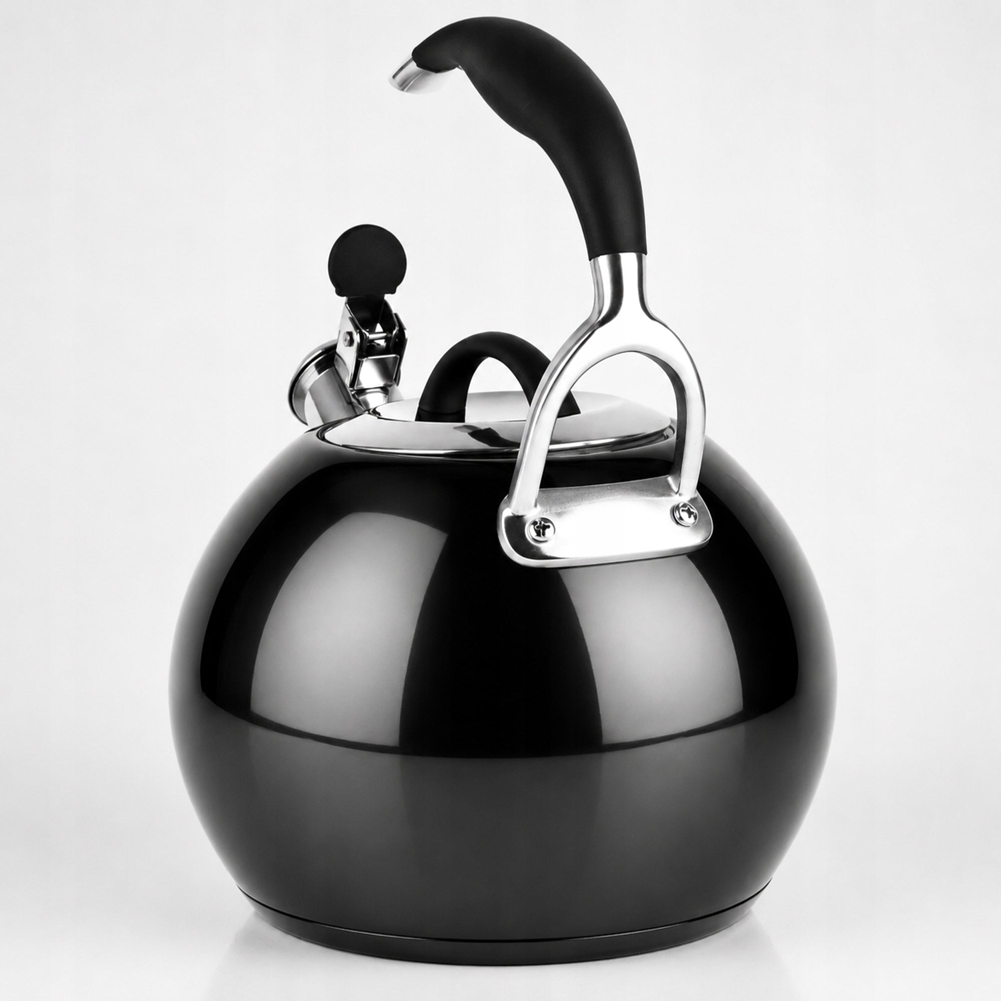 GAS KETTLE 3L KETTLE WITH WHISTLE COVER STEEL INDUCTION BLACK STEEL Brand Silesia Emalia