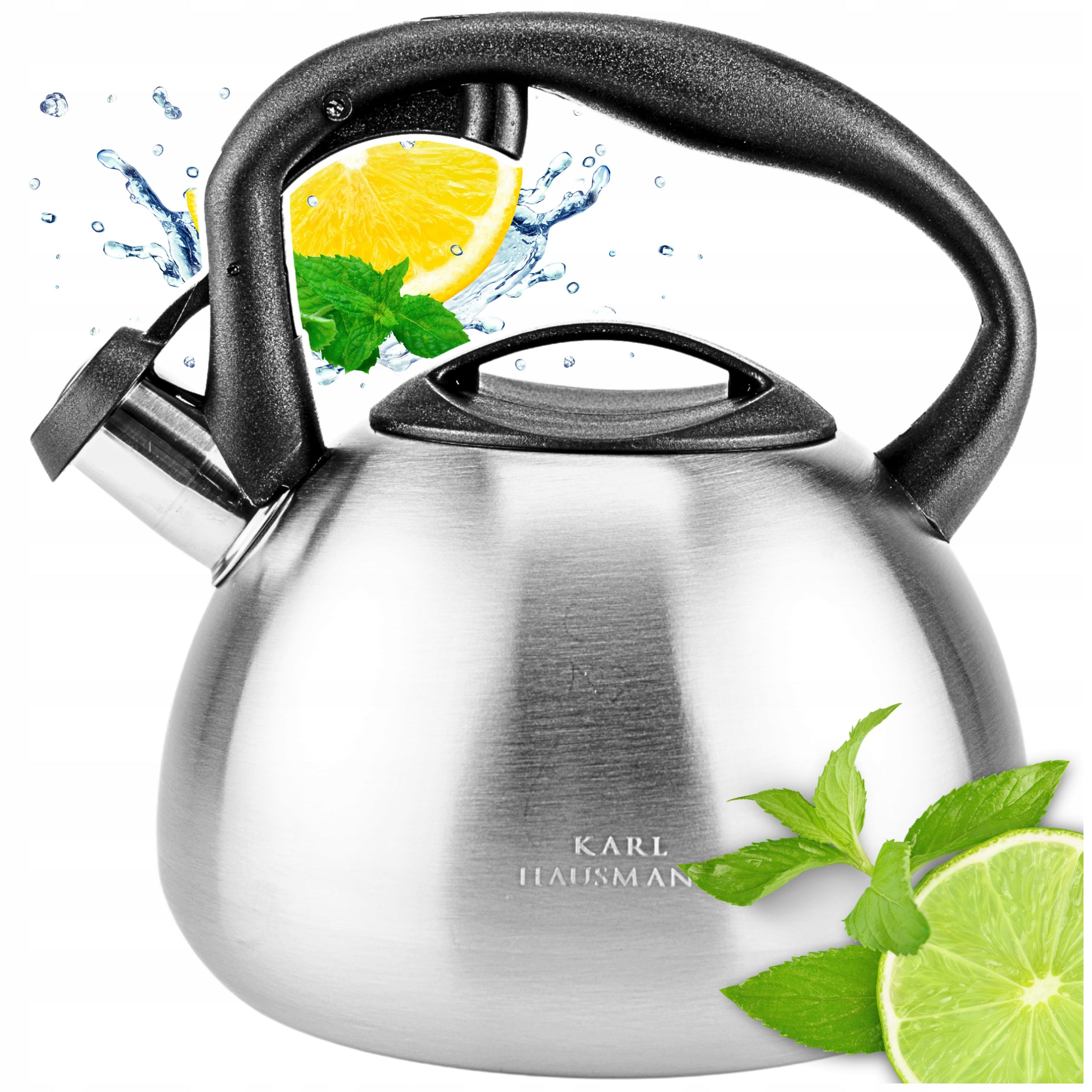 GAS KETTLE 3L KETTLE WITH WHISTLE COVER STEEL INDUCTION SILVER INOX