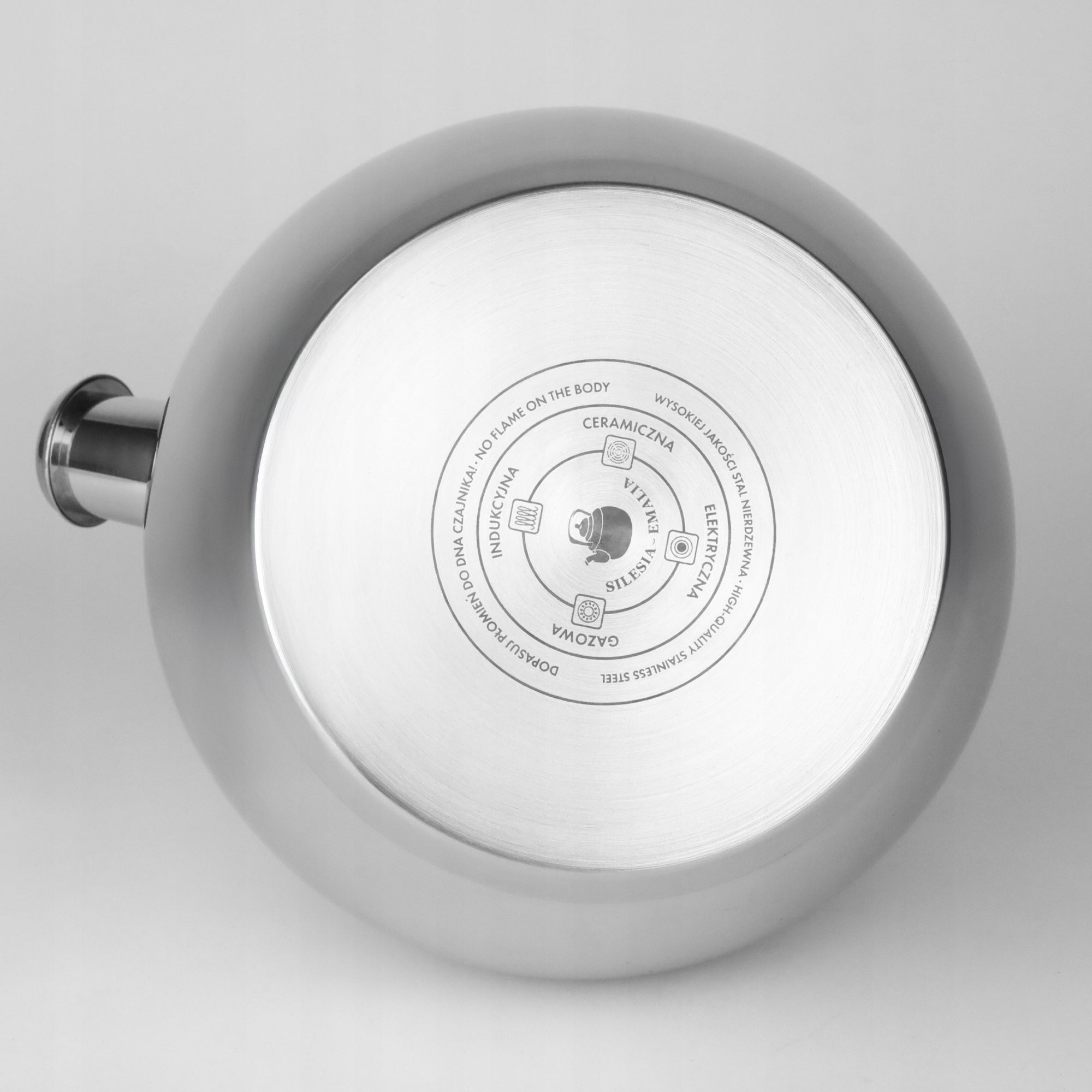 GAS KETTLE 3L KETTLE WITH WHISTLE COVER STEEL INDUCTION SILVER STEEL Brand Silesia Emalia