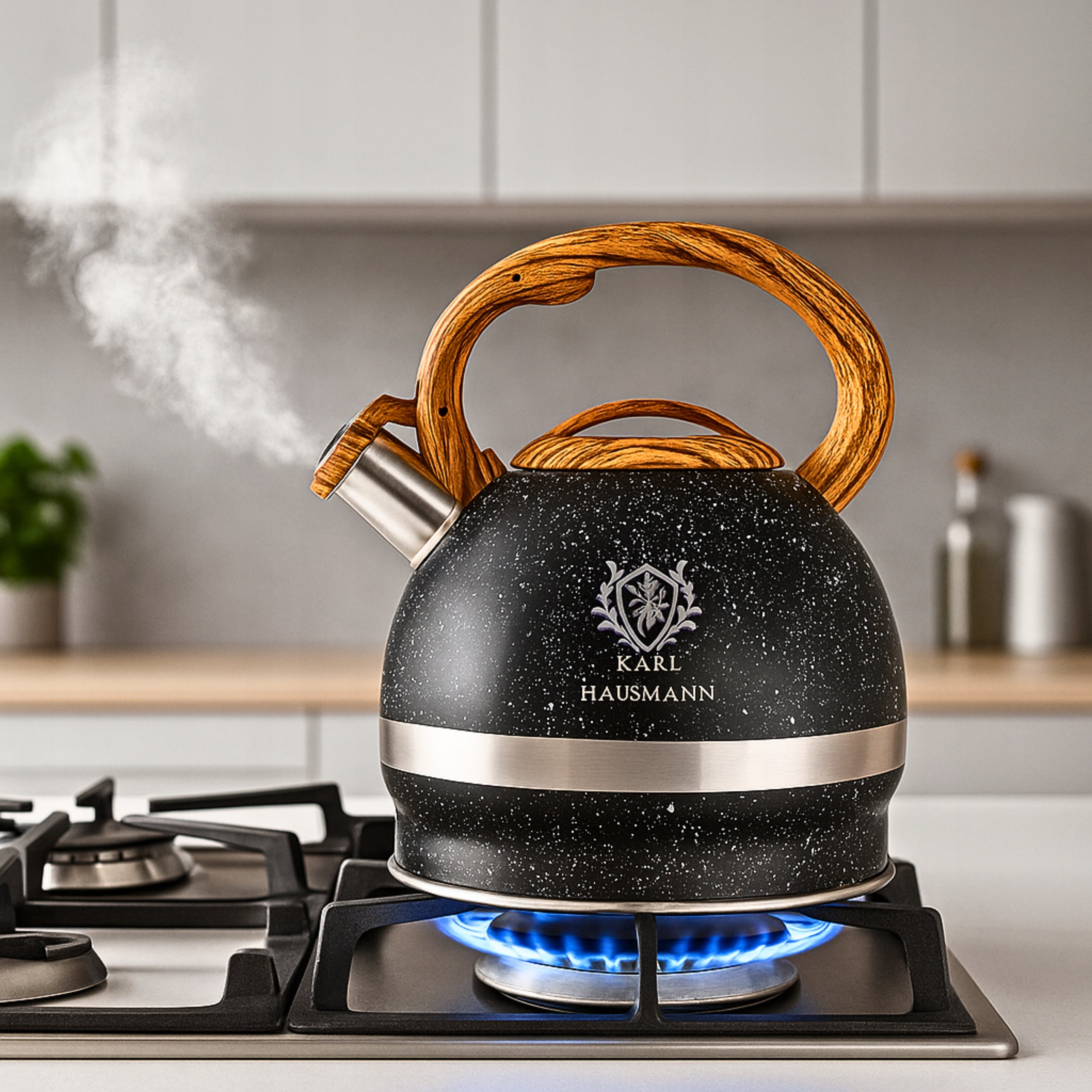 GAS KETTLE BLACK 3L WITH WHISTLE COVER STEEL INDUCTION MARBLE Manufacturer code 5905155012418