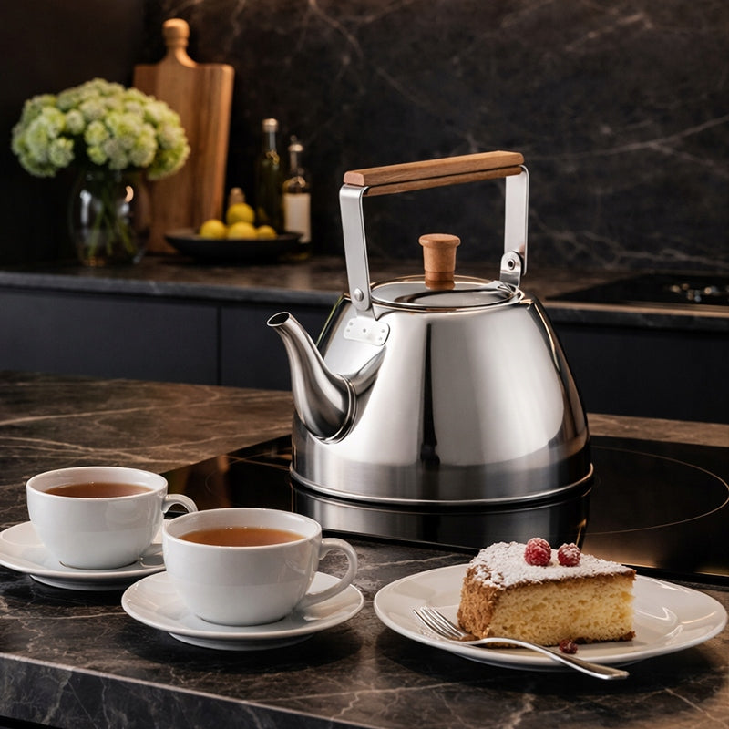 GAS KETTLE INDUCTION MODERN STEEL induction 2L SILVER BRONZE Packaging status original