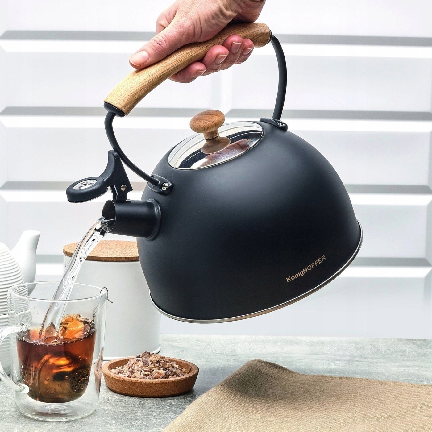 GAS KETTLE INDUCTION with Whistle STEEL Black Konighoffer Morena 2,3 l Packaging status original