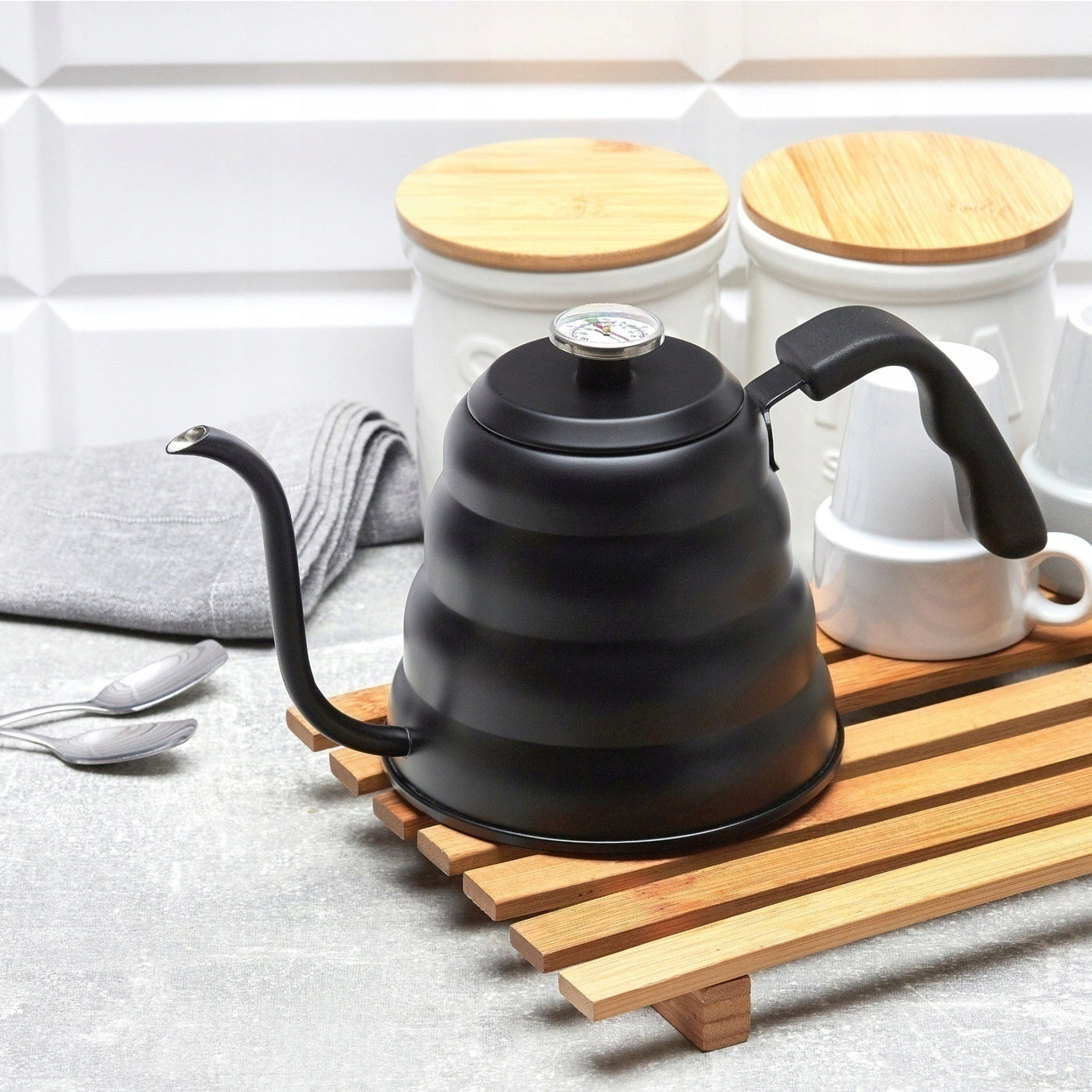 GAS KETTLE Induction with THERMOMETER Watering can Konighoffer Barista 1,2 l Packaging status original