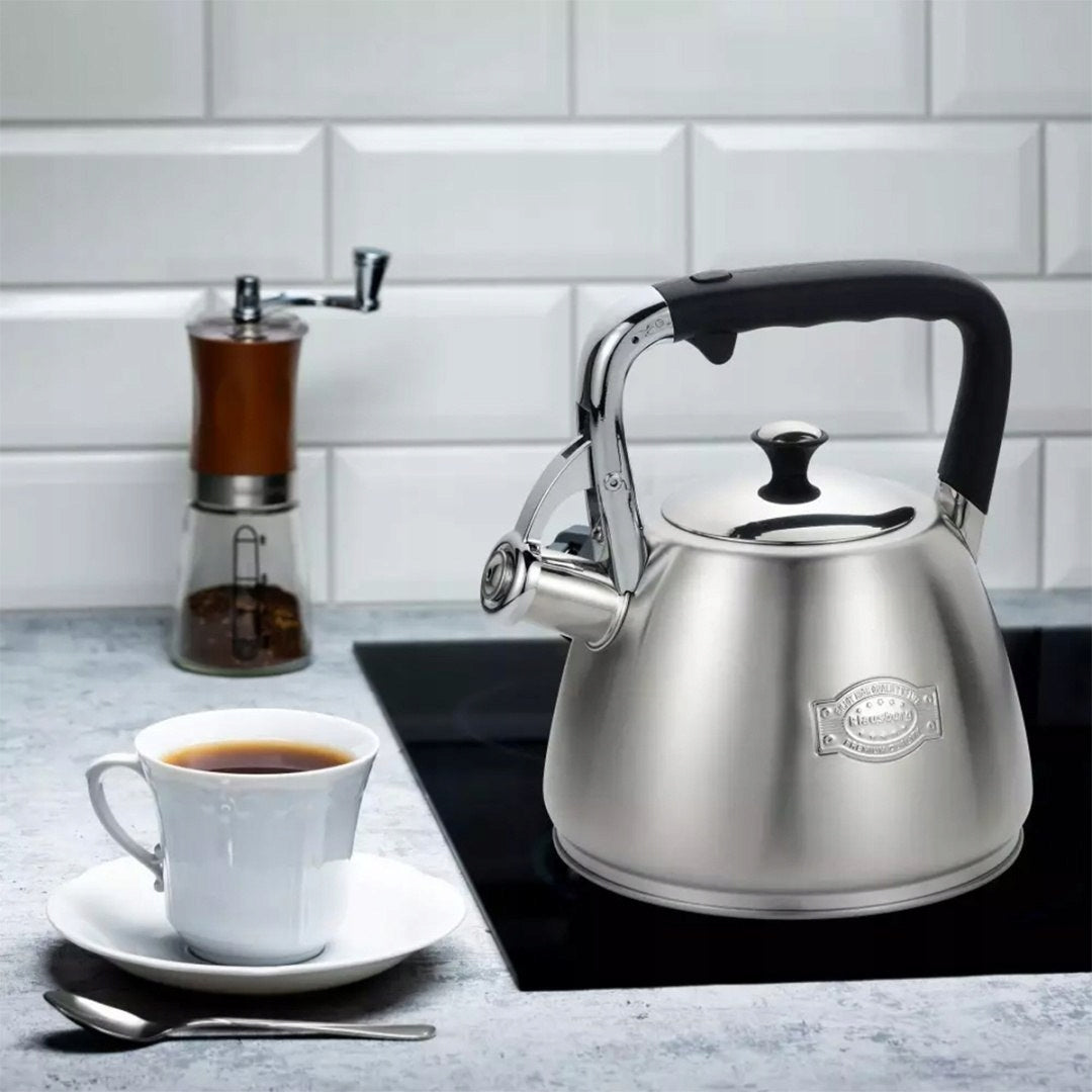 GAS Kettle INDUCTIONS Steel with Whistle 3 L Silver Induction KLAUSBERG Brand Klausberg