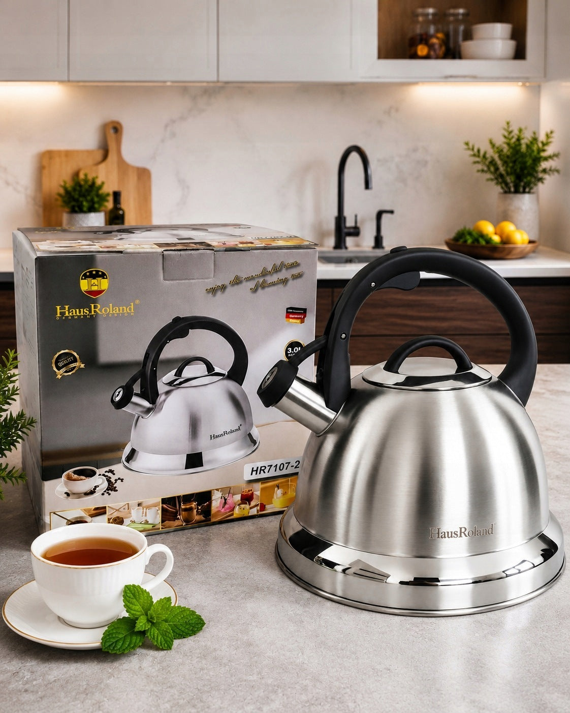 GAS Kettle INDUCTIONS Traditional Steel LARGE 3l Silver INDUCTION Kind traditional kettle