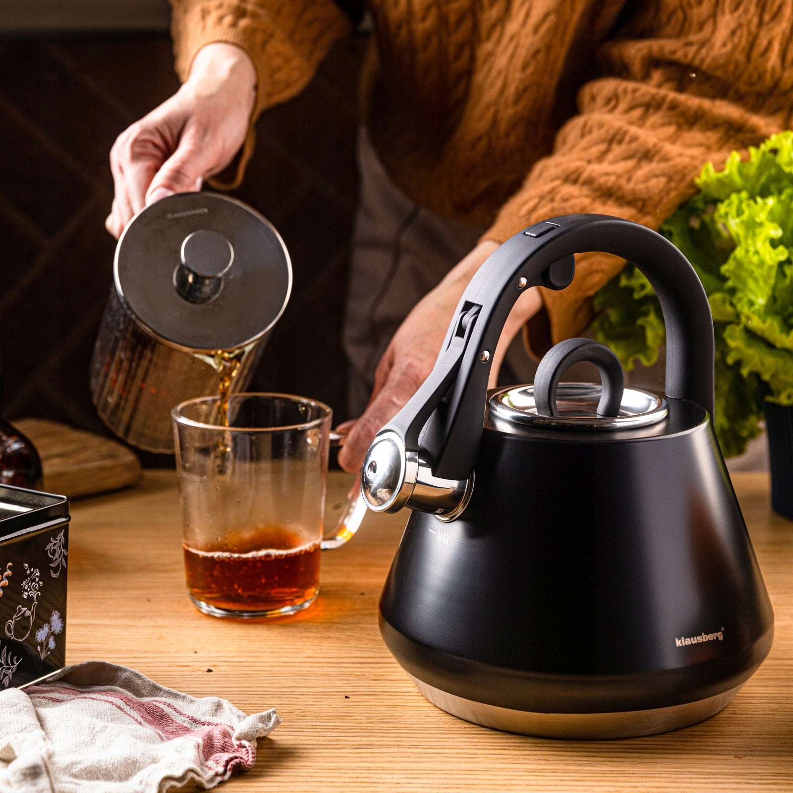 GAS kettle BLACK INDUCTION traditional steel Klausberg 2,5 l Brand Klausberg