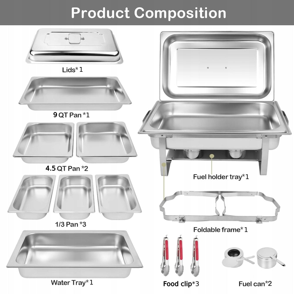 GASTRONOMIC HEATER CHAFER DISH BUFFET STAINLESS STEEL 11L, 1+2+3 TRAYS EAN (GTIN) 6975848996348