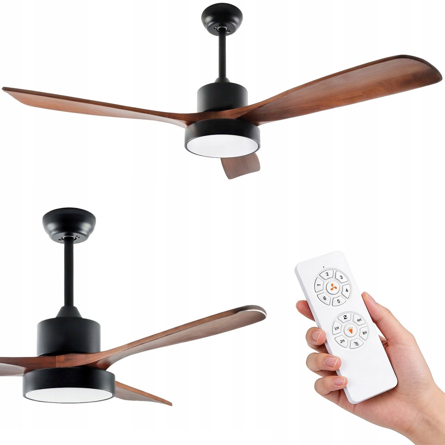 GAYA DC LED Ceiling Fan Dark Wood - 132cm | Windmill with Remote Control
