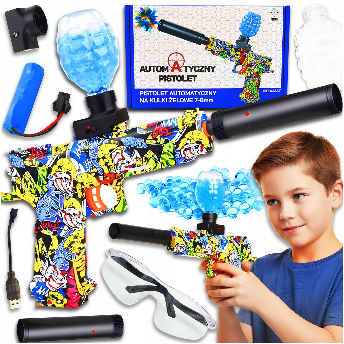 GEL BALL GUN AUTOMATIC RIFLE LARGE SET XL + 1000 BALLS
