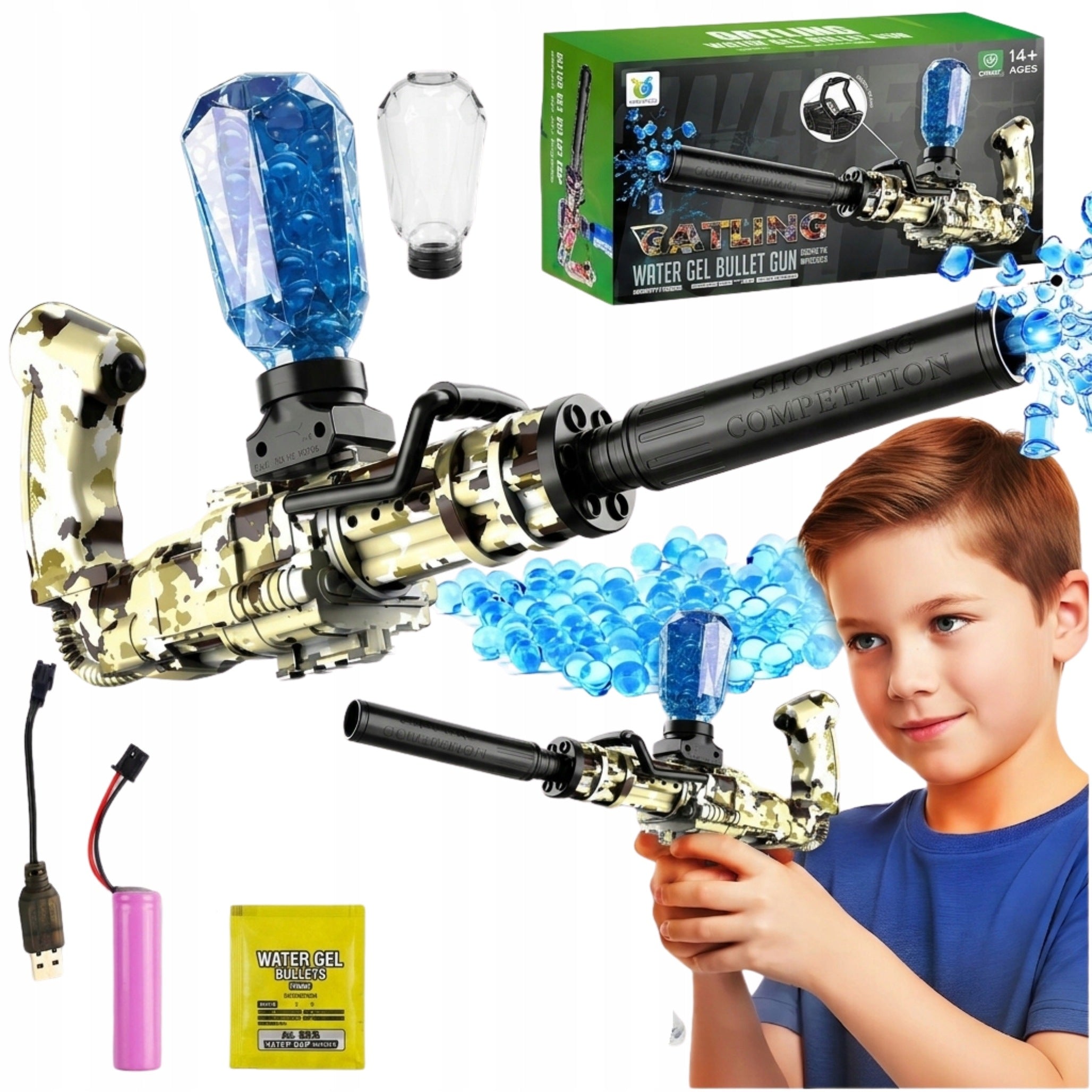 GEL BALL GUN AUTOMATIC RIFLE LARGE SET XL +500 BALLS