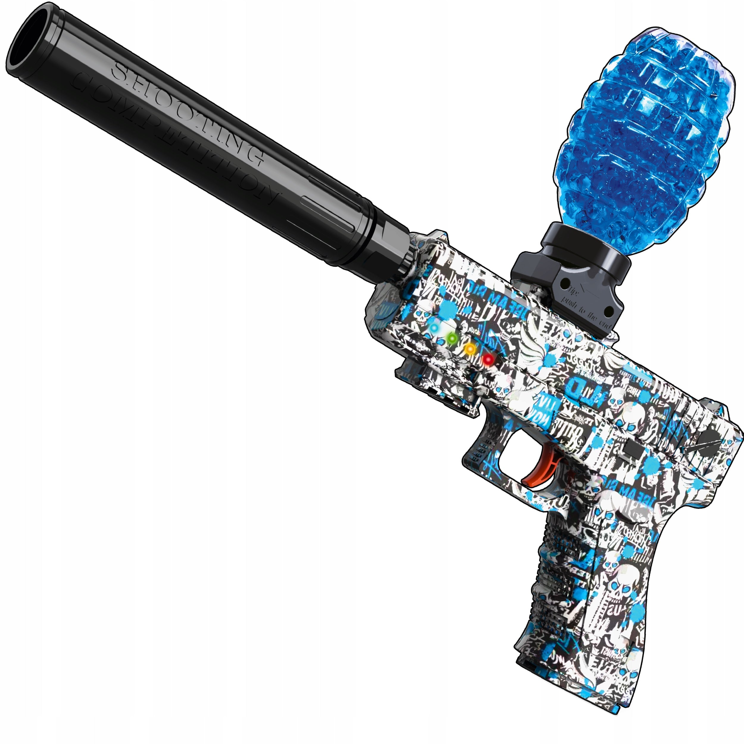 GEL BALL GUN AUTOMATIC RIFLE LARGE SET XL 500 LED BALLS Packaging status original