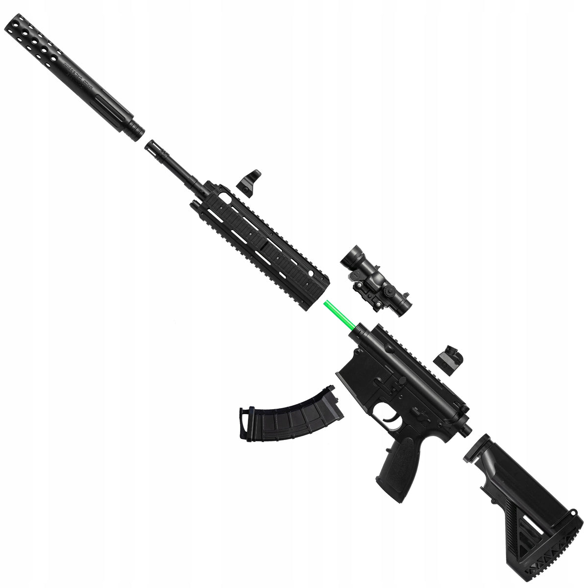 GEL BALL GUN AUTOMATIC TWO MAGAZINES BLACK RIFLE Brand Loreho_pl